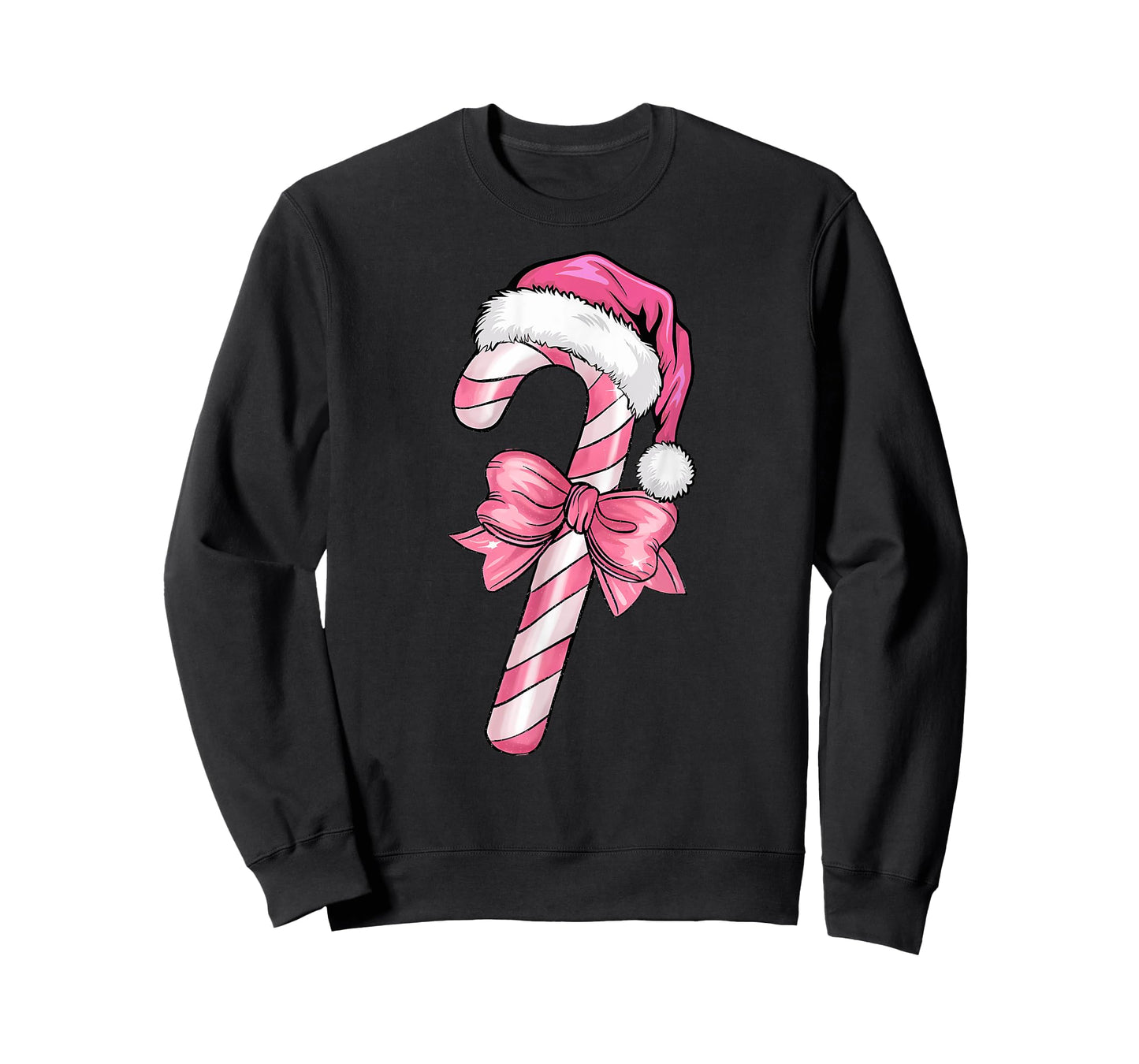 Pink Candy Cane Santa Christmas Xmas Coquette Bow Kids Girls T-Shirt