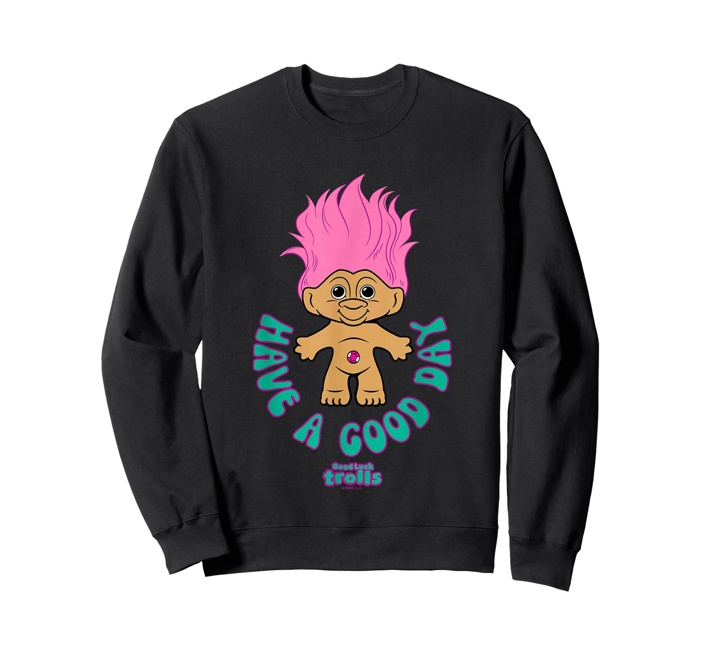 Good Luck Trolls Have A Good Day Cute Pink Troll Chest Logo T-Shirt