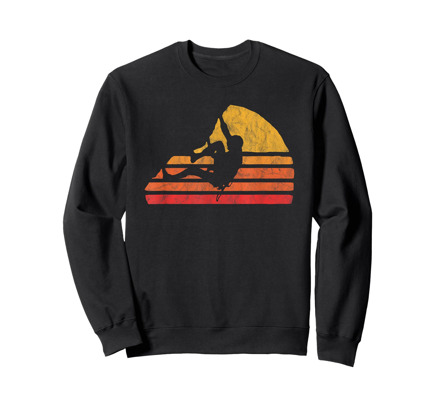 Bouldering Distressed Retro Rock Climbing 80's Sun Graphic T-Shirt