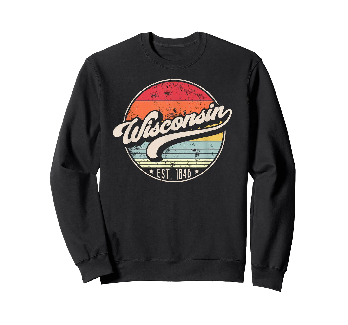 Retro Wisconsin Home State WI Cool 70s Style Sunset T-Shirt