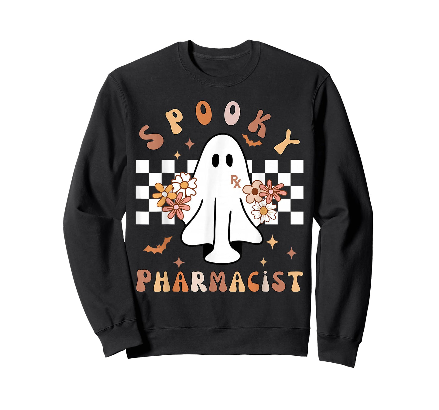 Spooky Pharmacist Floral Ghost Halloween Pharmacy Technician T-Shirt