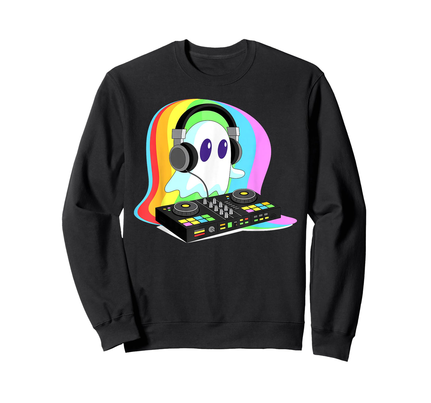 House Music Ghost DJ Optical Illusion Edm Halloween Rave DJ T-Shirt
