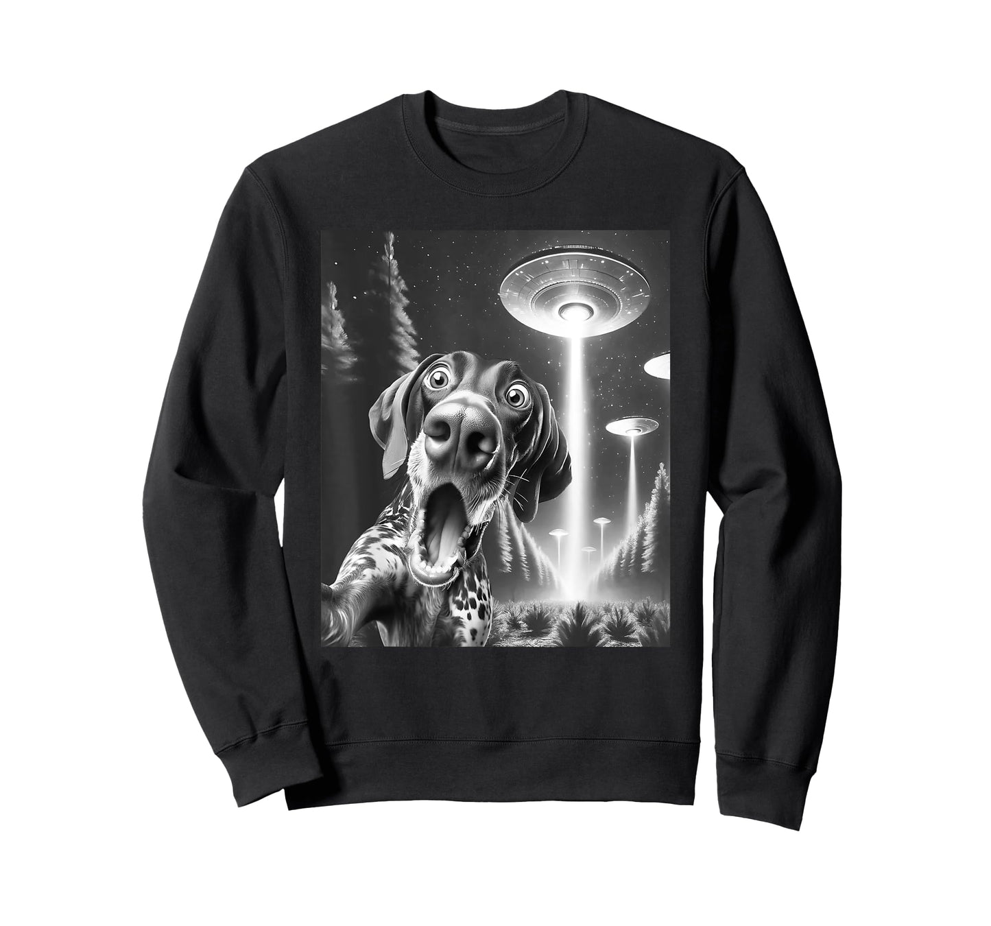 Funny German Shorthaired Pointer Alien UFO Taking a Selfie T-Shirt