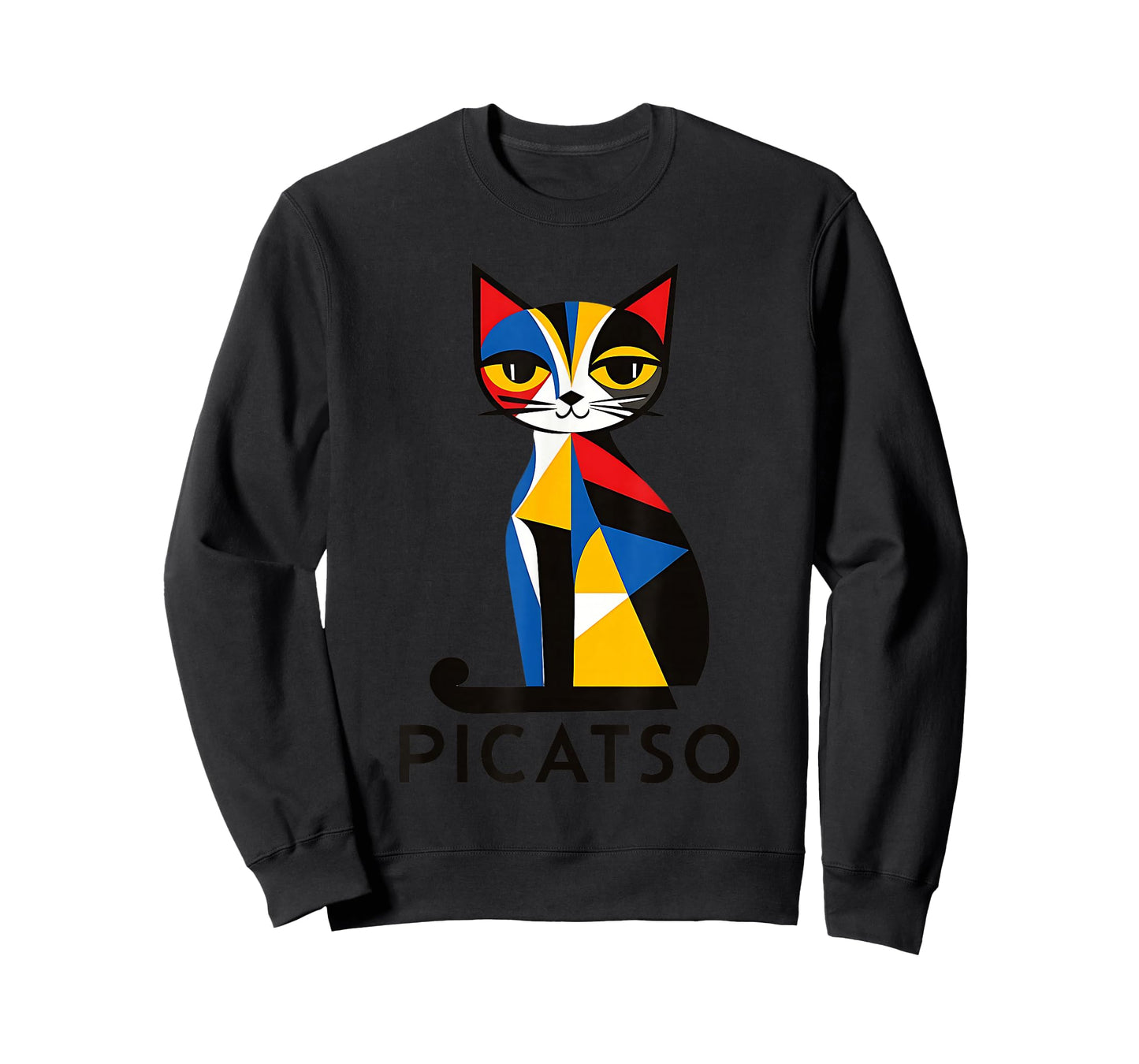 Picatso Cubism Kitty Cat Art -- Retro Vintage Feline Design T-Shirt