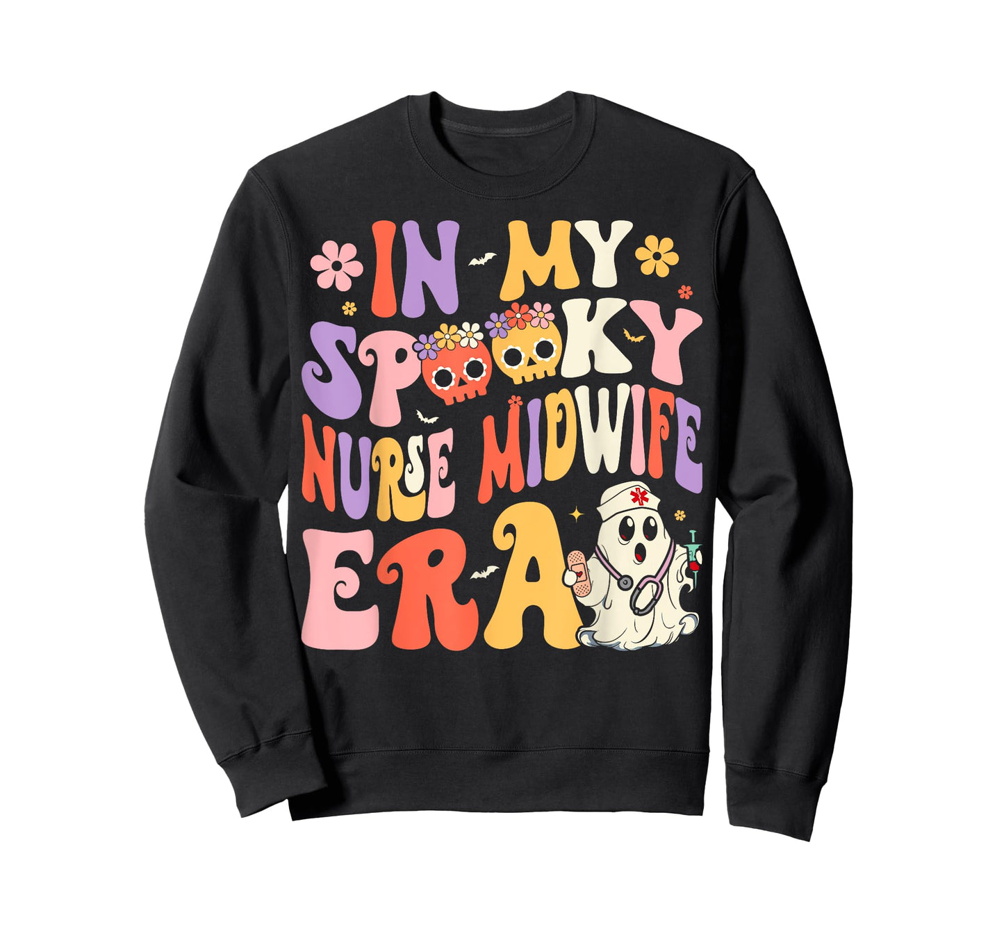 In My Spooky Nurse Midwife Era Groovy Ghost Halloween Nurse T-Shirt