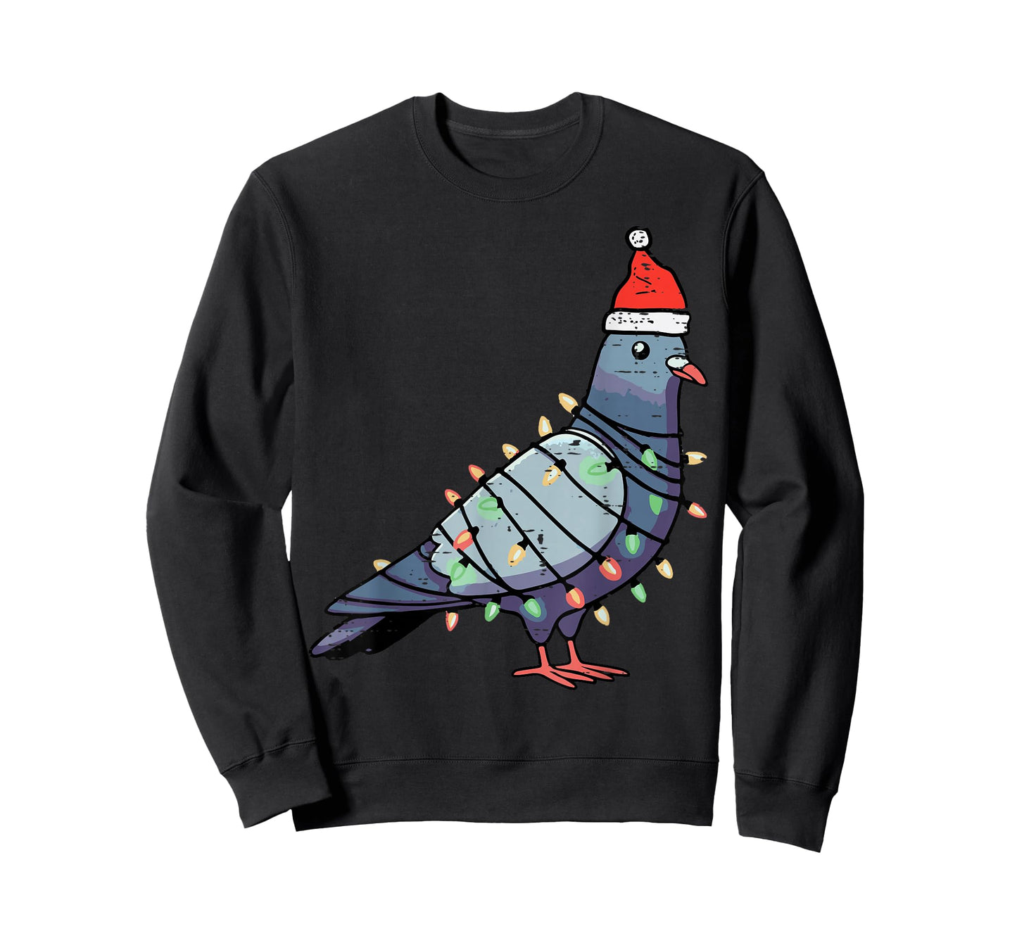 Christmas Bird Pigeon Santa Lights Funny Xmas Men Women Kids T-Shirt
