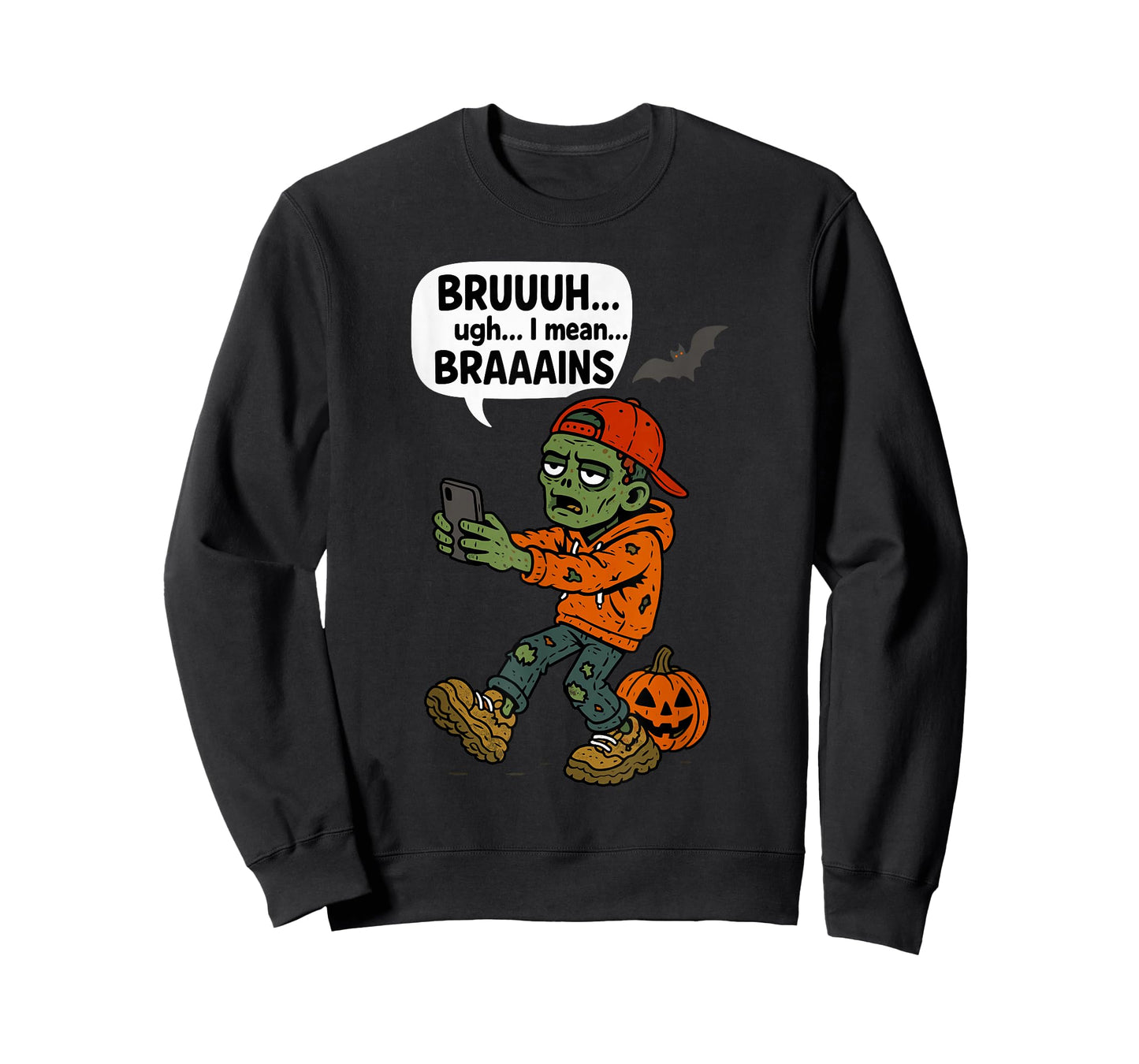 Zombie Bruh Pumpkin Men Women Kids Teens Funny Halloween T-Shirt