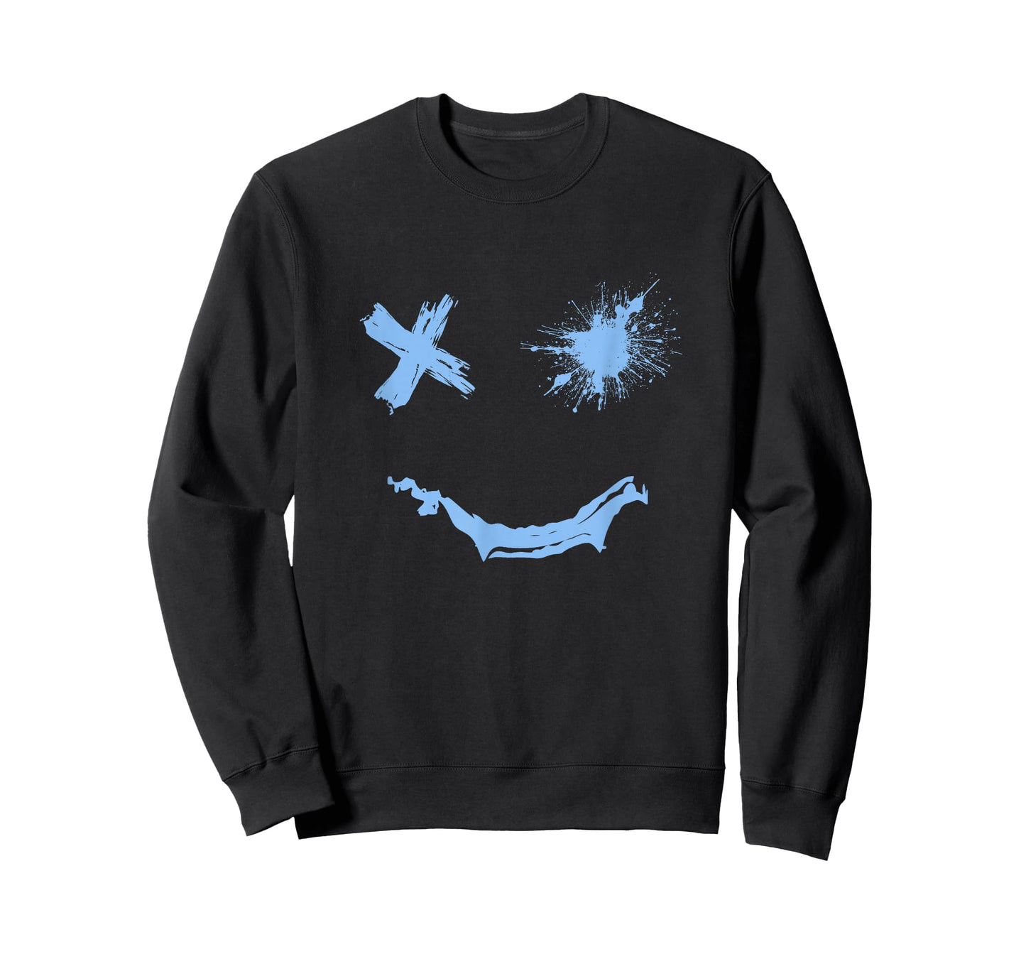 Blue Grunge Smile Blue Color Graphic T-Shirt
