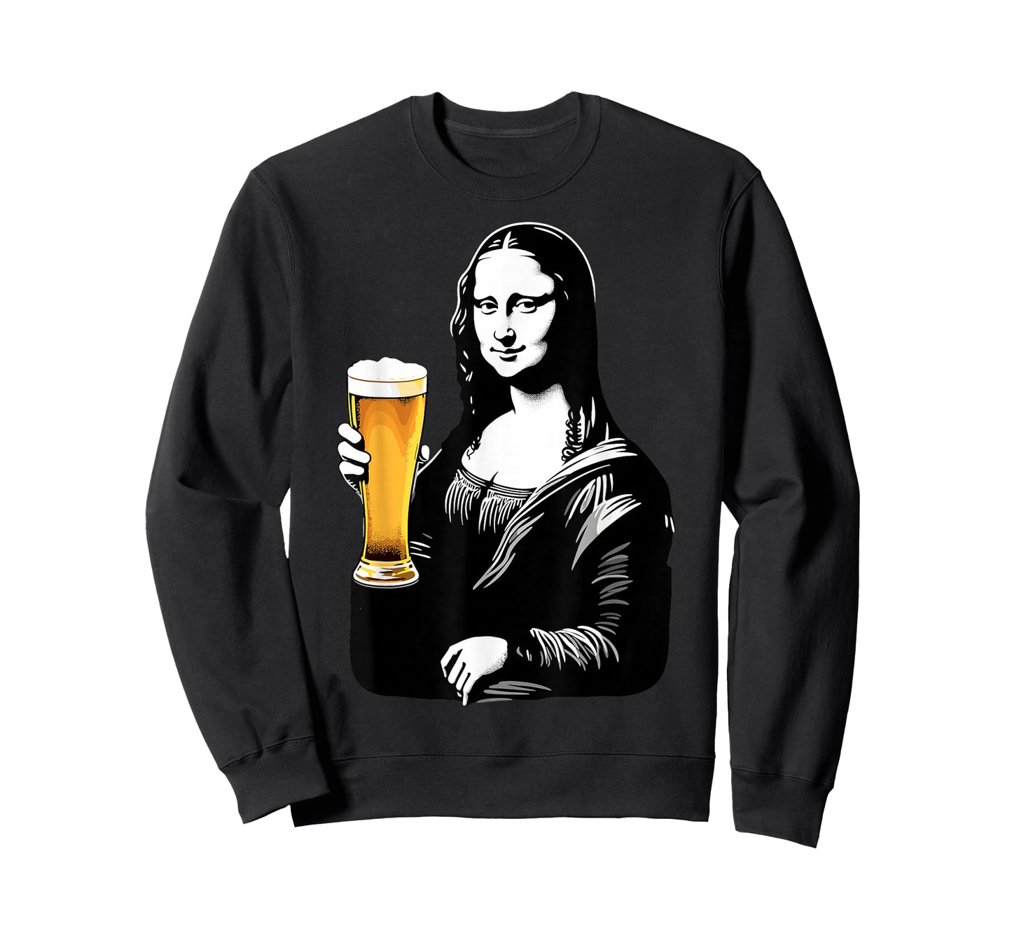 Mona Lisa Drinking Beer Party Joke Beer & Art Lover Humor T-Shirt