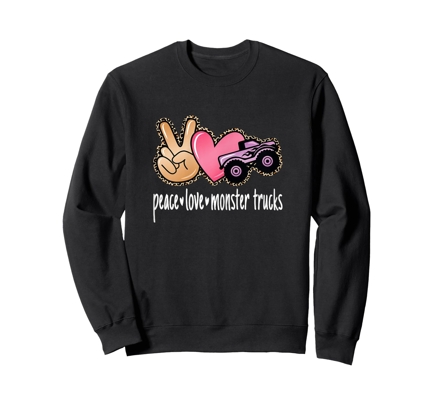 Peace Love Monster Trucks Cute Women Girls T-Shirt