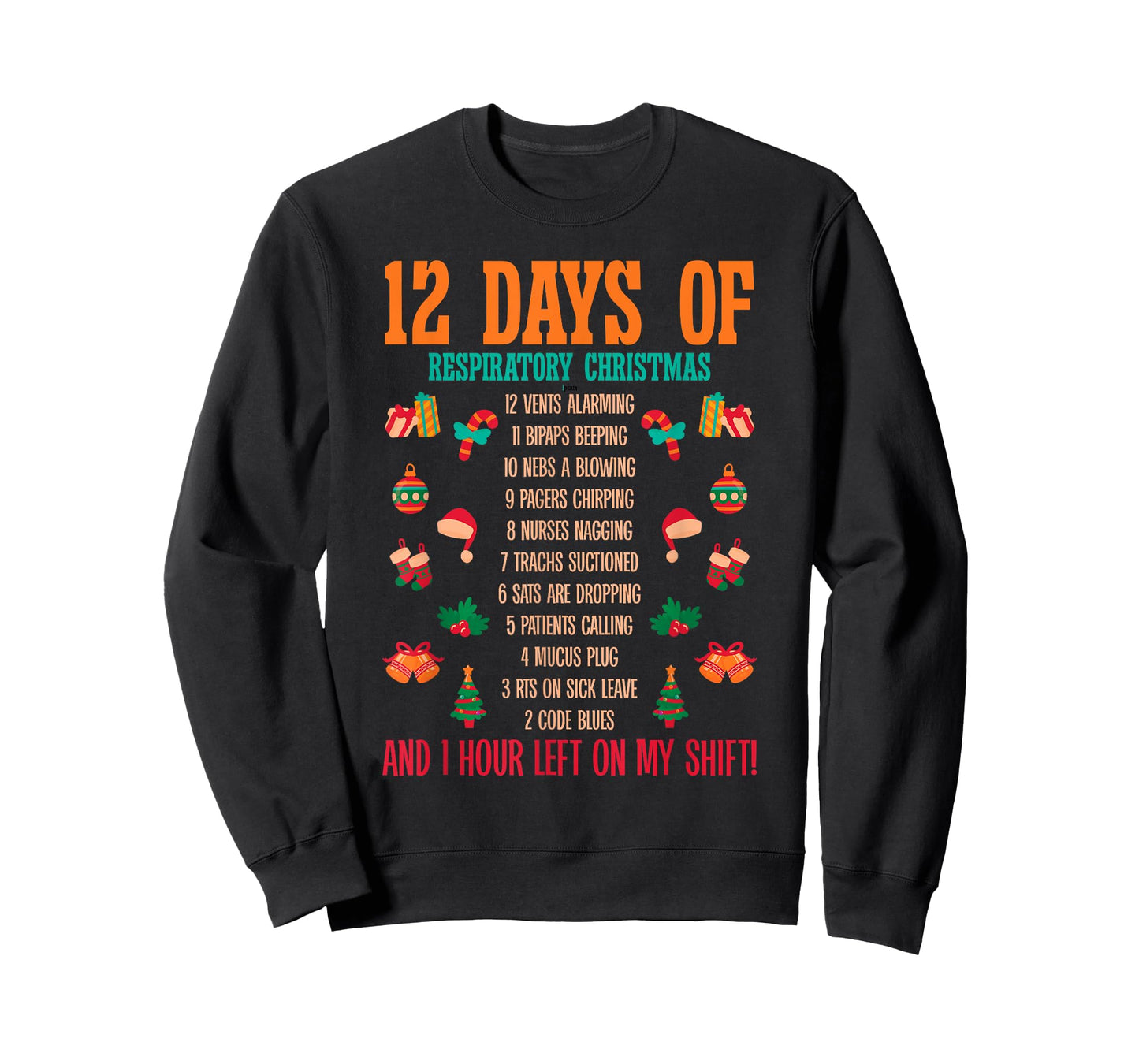 12 Days Of Respiratory Therapist Christmas RT Therapy Xmas T-Shirt