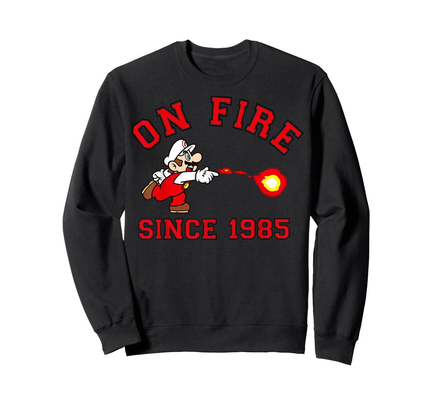 Super Mario Bros On Fire Since 1985 Red Text Collegiate T-Shirt