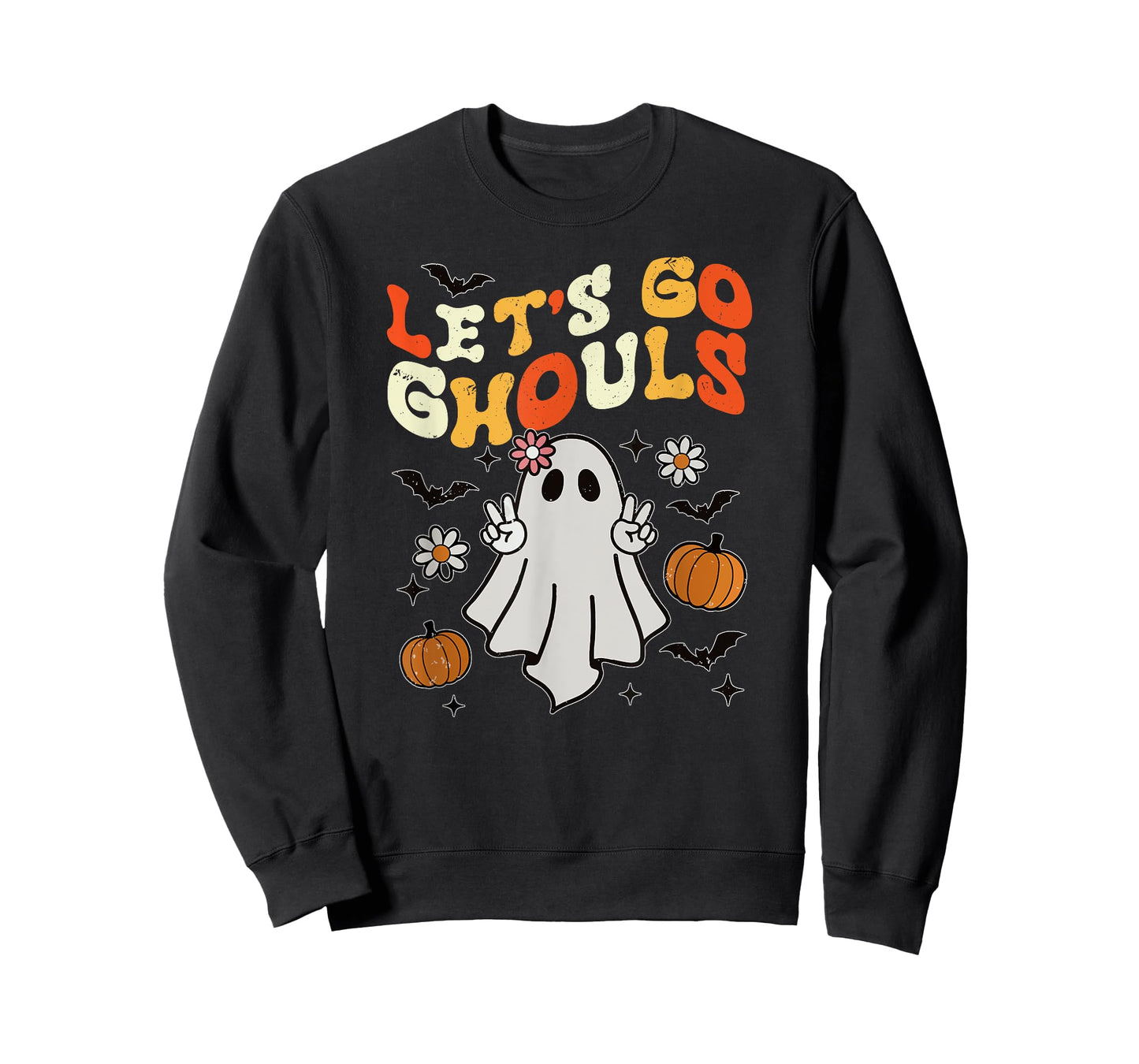 Halloween Lets Go Ghouls Ghost Retro Shirts Women Girl Kids T-Shirt