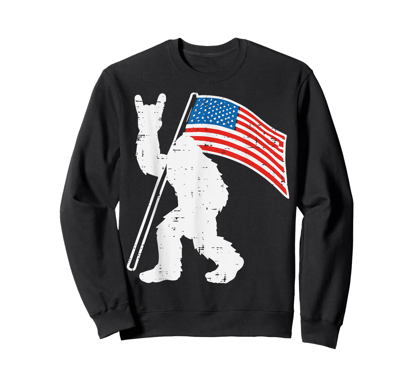 Bigfoot America Flag Rock Hand Rocker Sasquatch Men Boys Kid T-Shirt