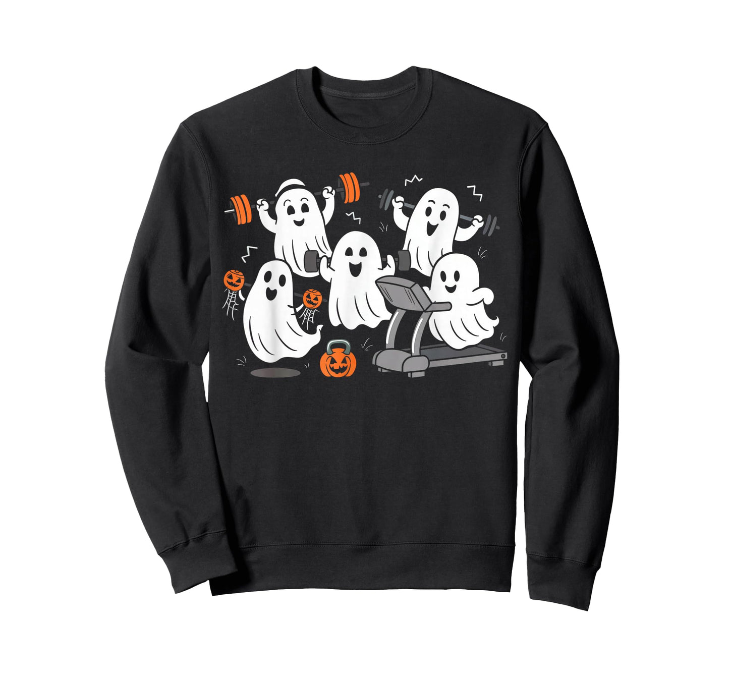 Working Out Ghost Gym Halloween Shirt Fitness Weightlifting T-Shirt