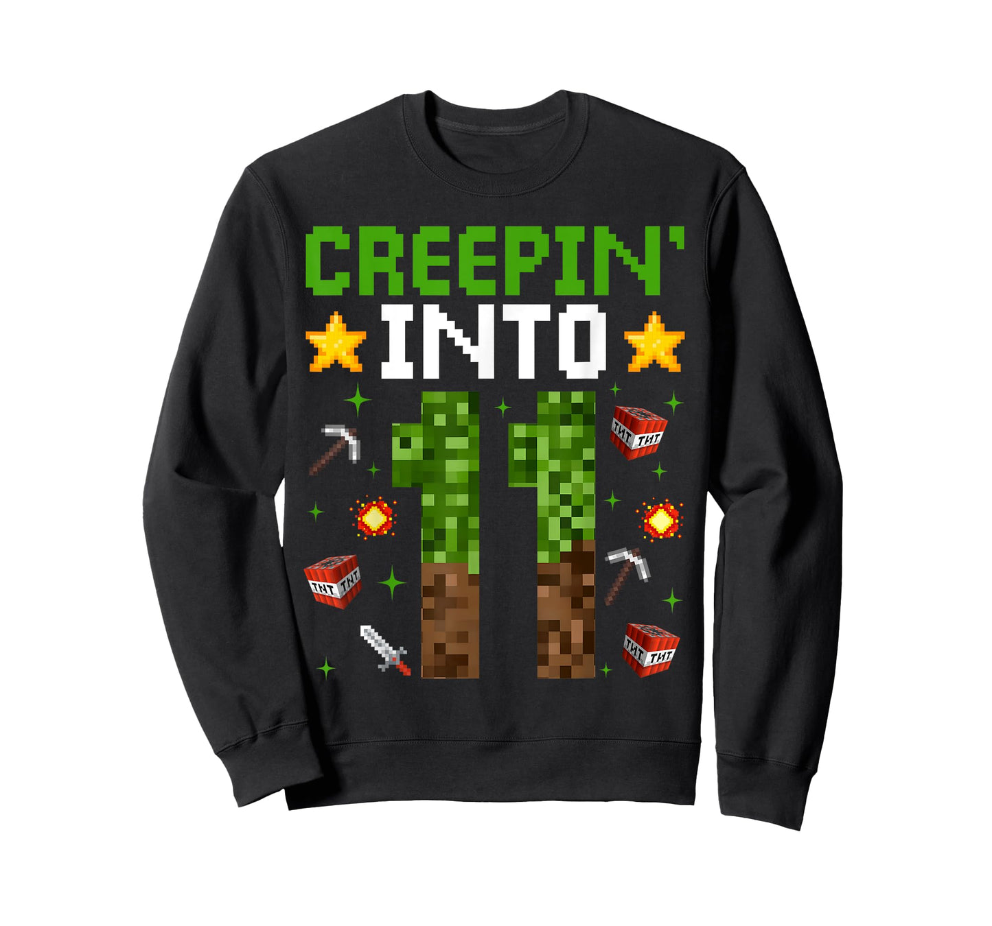 11th Birthday Gamer Pixel Creepin’ Into 11 Video Game Party T-Shirt