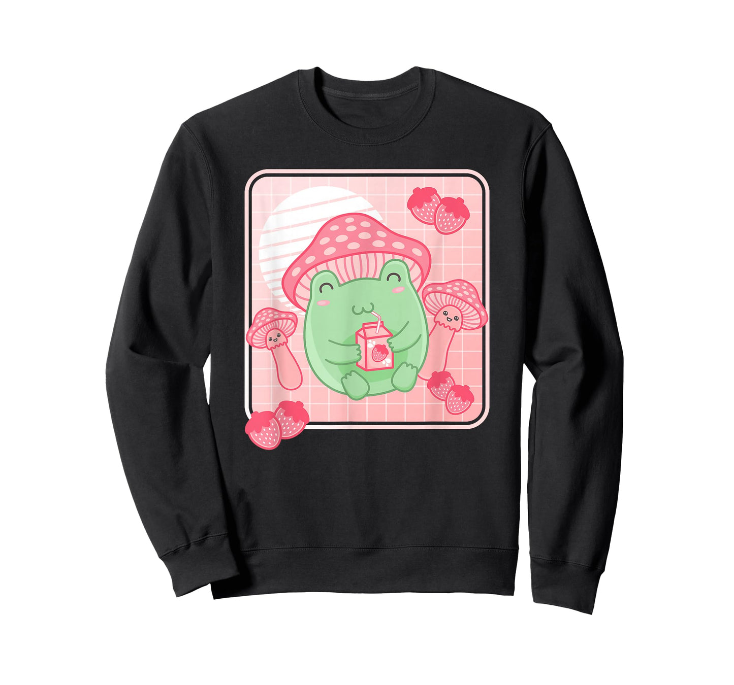 Kawaii Frog Pink Strawberry Milk Mushroom Women Girls T-Shirt