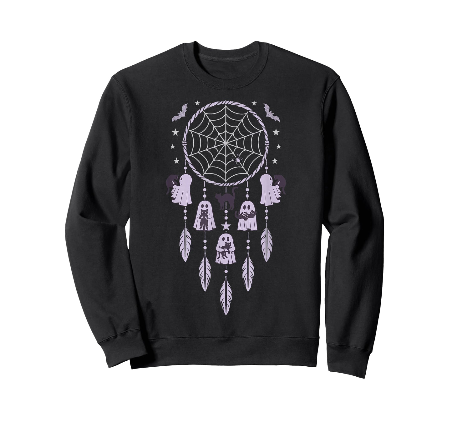 Ghosts Holding Black Cats Halloween Purple Dreamcatcher T-Shirt