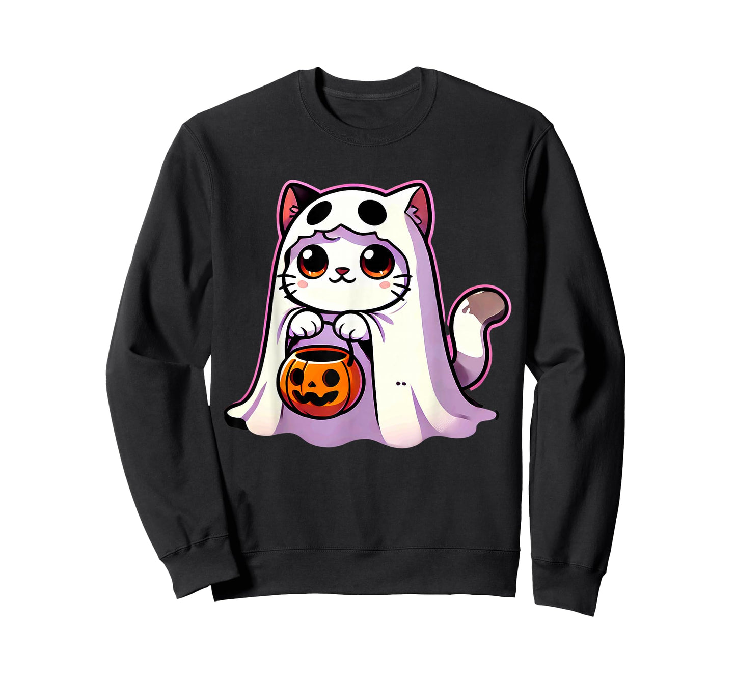 Cat Ghost Halloween Cute Kitty Men Women Kids T-Shirt