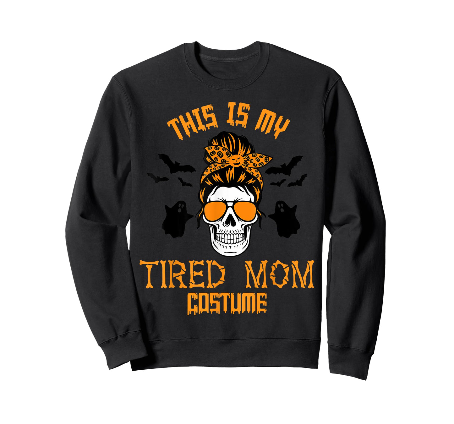 This Is My Tired Mom Halloween Costume Messy Hair Skeleton T-Shirt