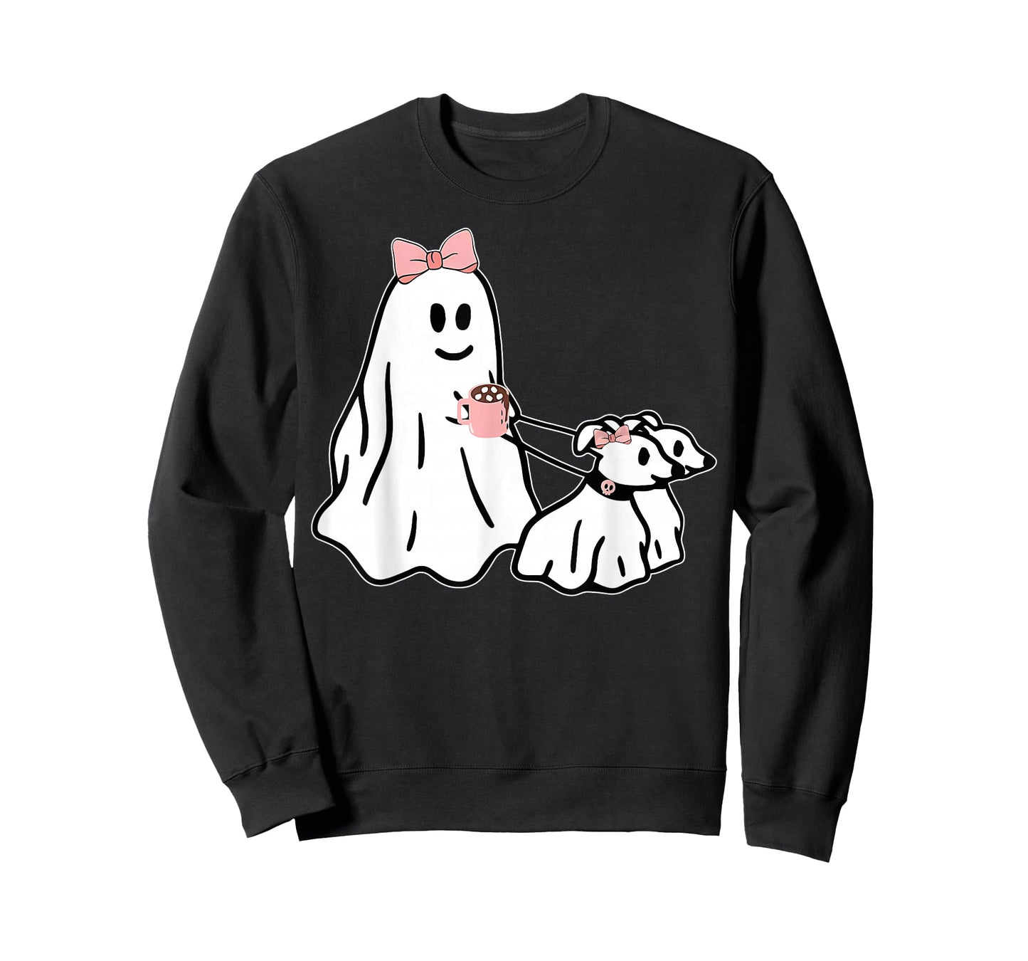 Funny Ghost Walking Dog Spooky Season Halloween Coquette T-Shirt