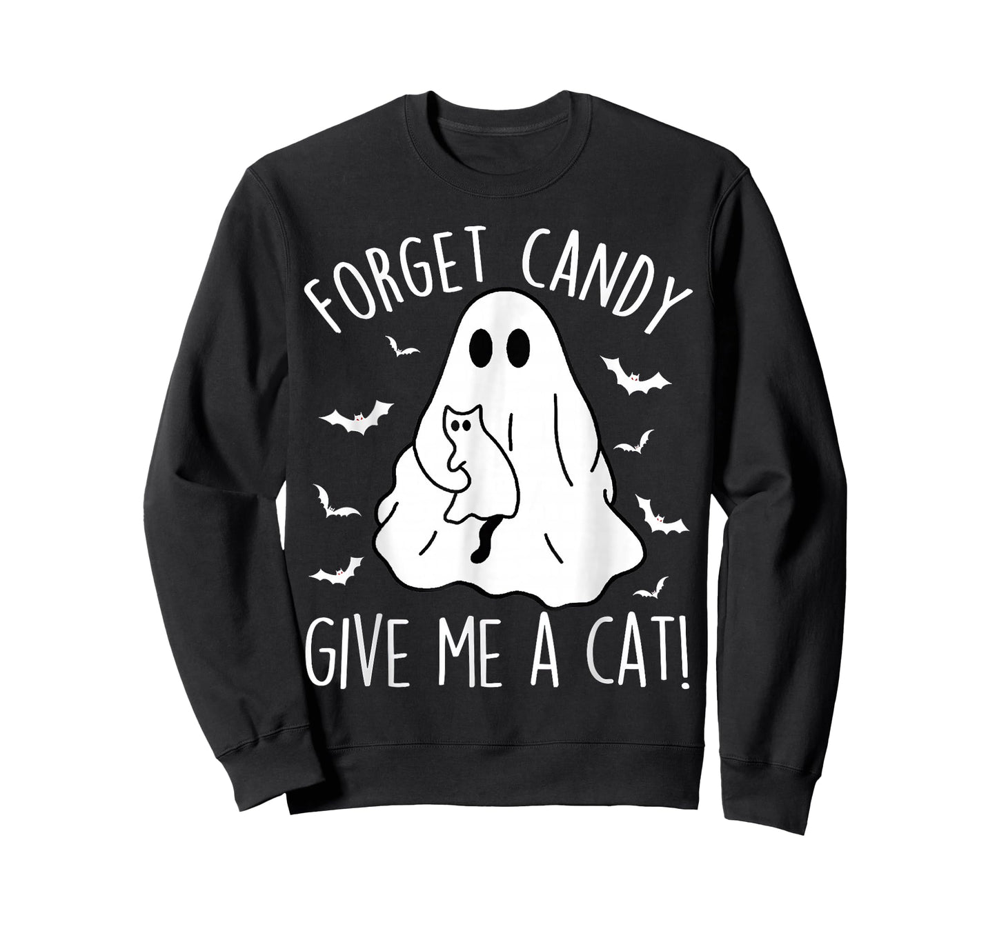 Boo Ghost Black Cat Forget Candy Give Me Cat Halloween T-Shirt