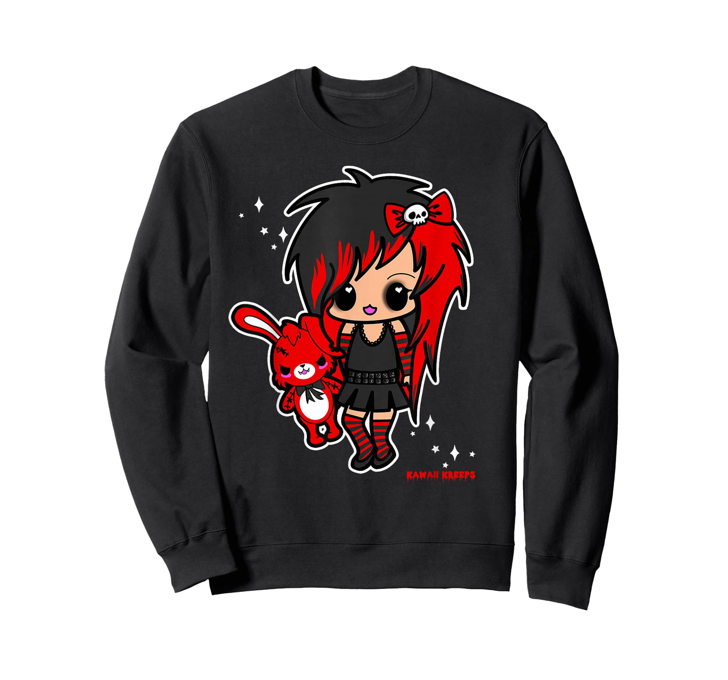 Kawaii Emo Chibi EGirl Scene Kid Goth Gothic Creepy Bunny T-Shirt