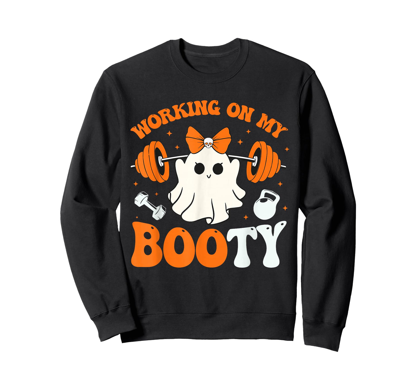 Funny Working On My Booty Ghost Boo Gym Ghost Pun Halloween T-Shirt