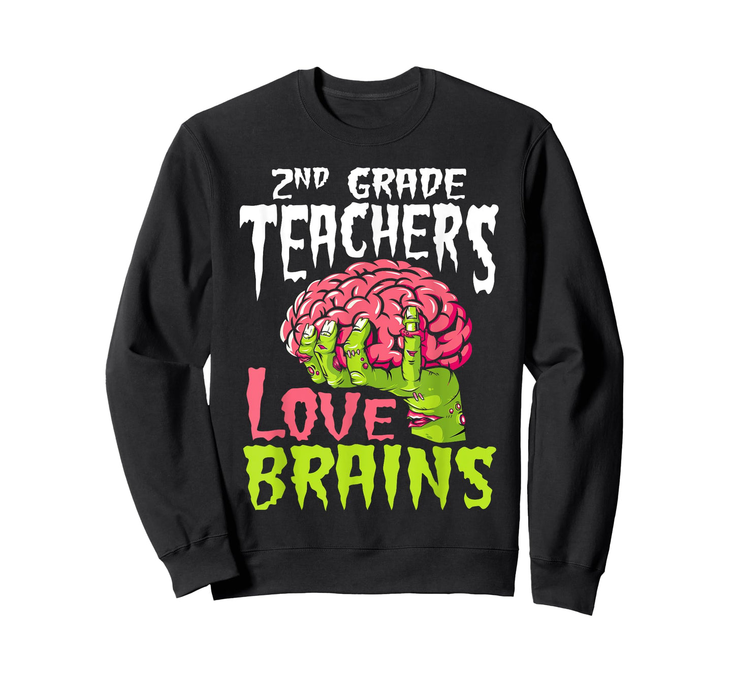 2nd Grade Teachers Love Brains Zombie Teacher Halloween T-Shirt for Men Women Kids