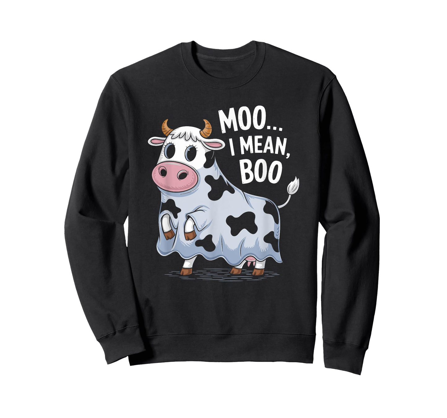 Ghost Cow Moo I Mean Boo Halloween Costume Funny Cow Lover T-Shirt