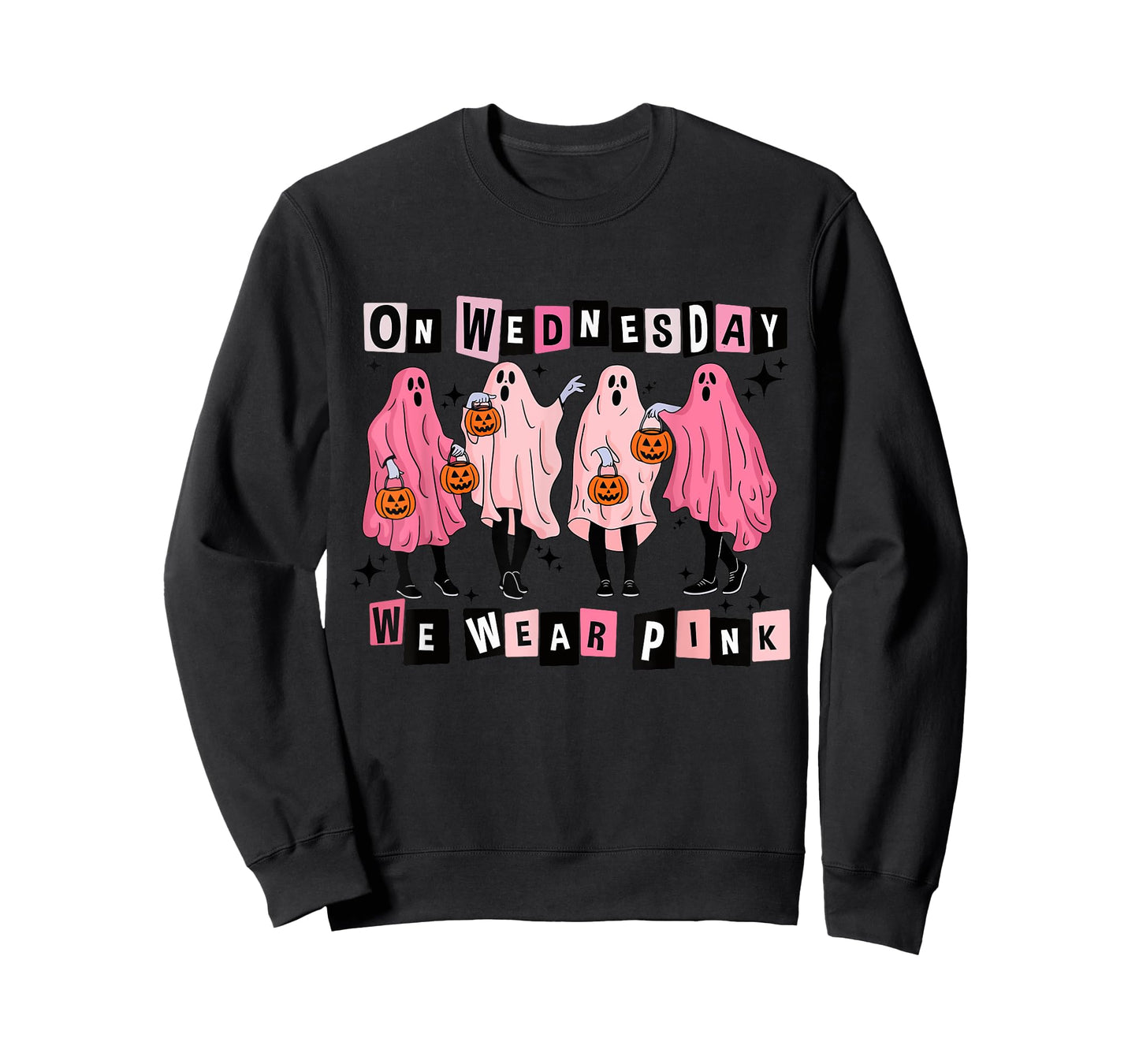 On Wednesday We Wear Cute Pink Ghost Halloween T-Shirt