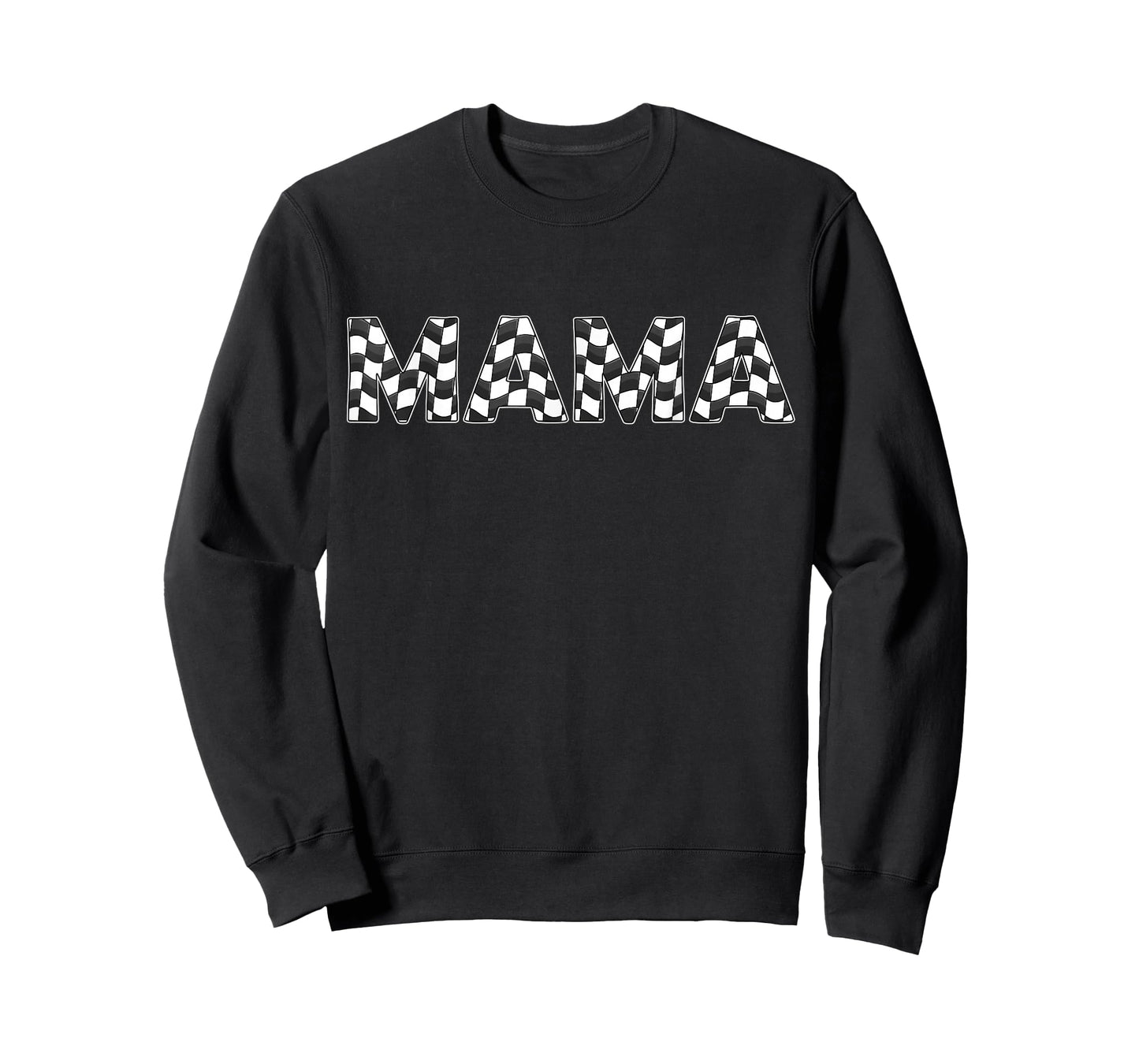 Checkered race car Mama White Black Checkerboard Women Flag T-Shirt