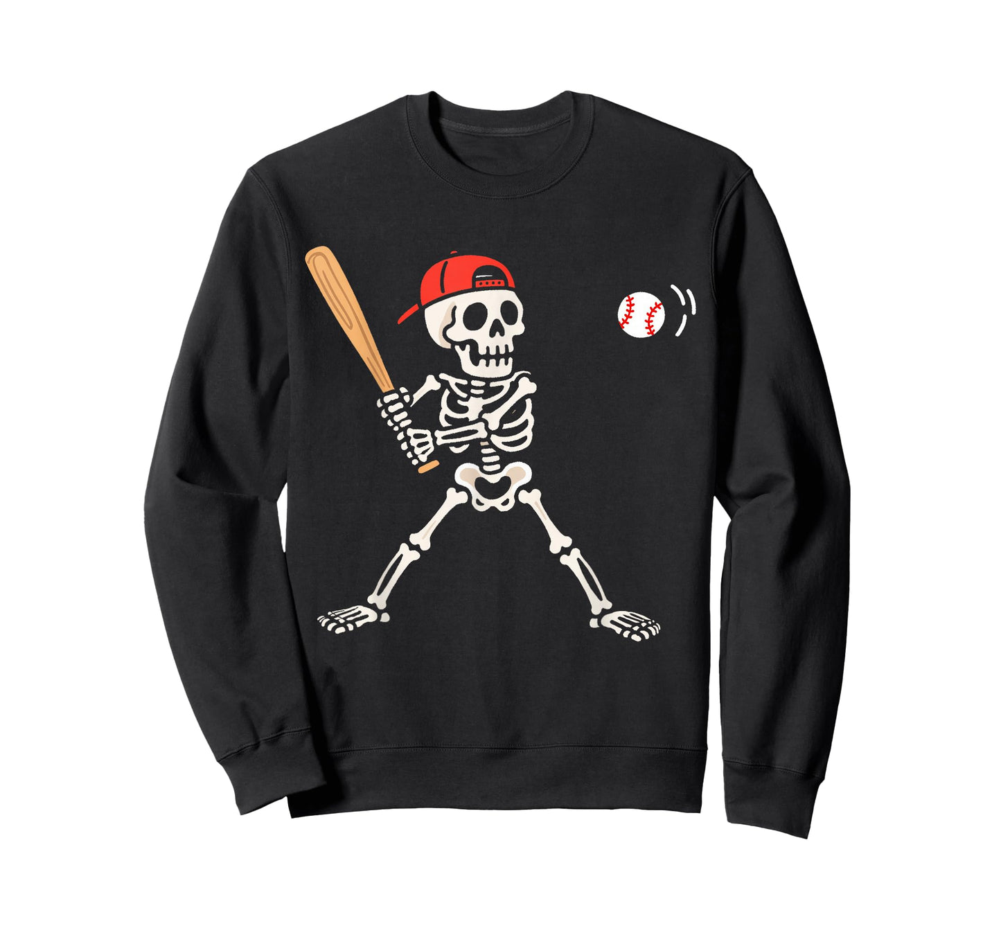 Spooky Skeleton Playing Baseball Halloween Sports Boys Kids T-Shirt