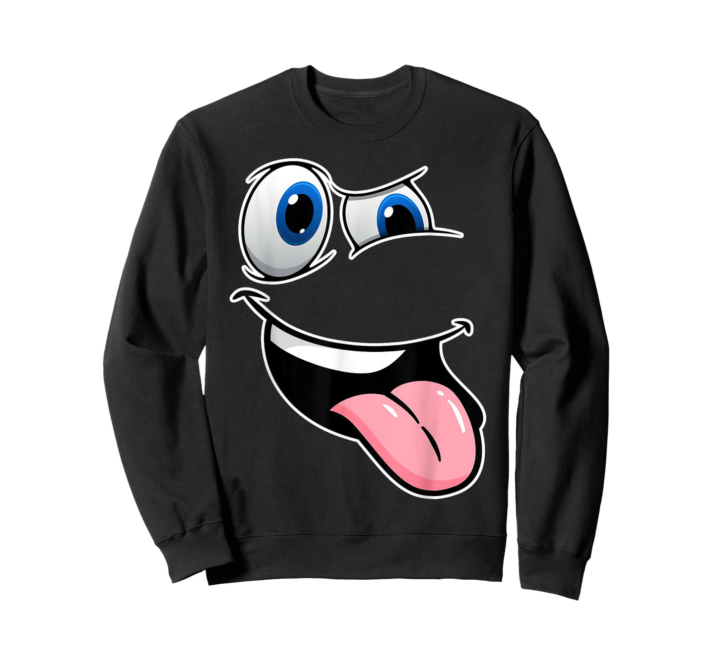 Funny Crazy Eyes & Tongue Out Hilarious Cartoon Face Tee T-Shirt