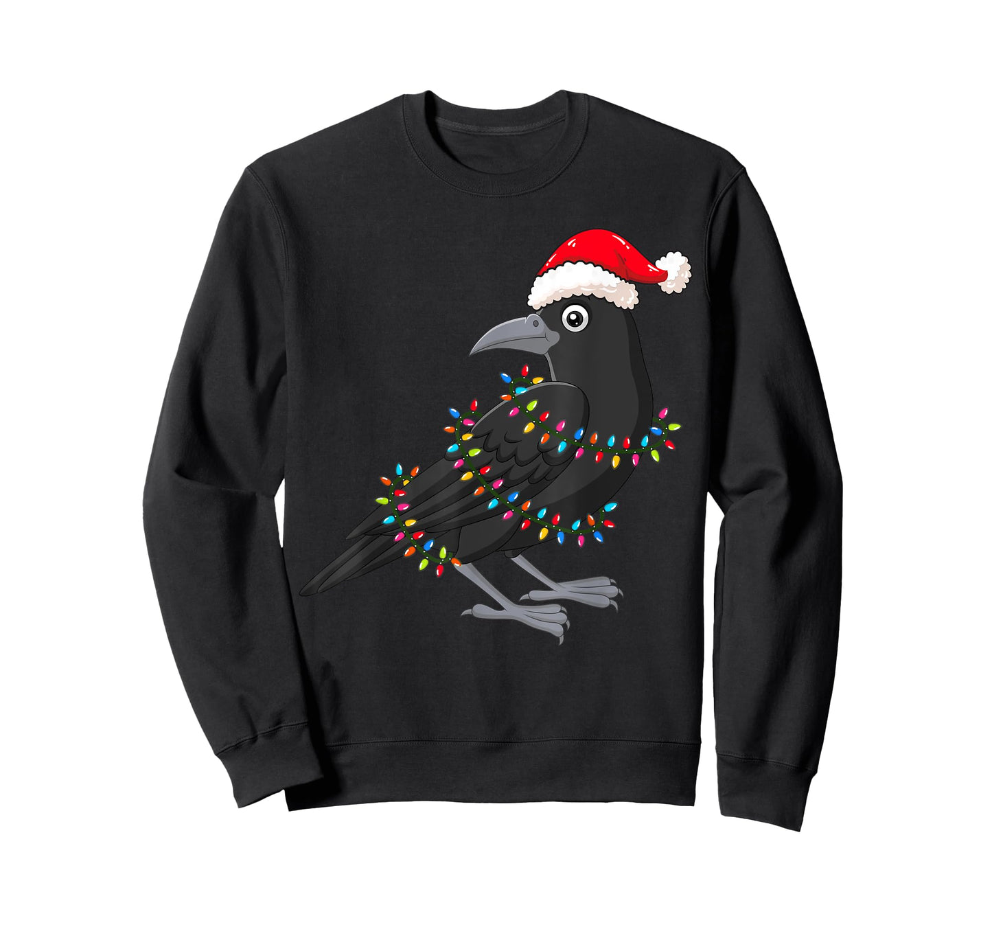 Christmas Lights Crow Wearing Xmas Hat - Funny Crow Lover T-Shirt