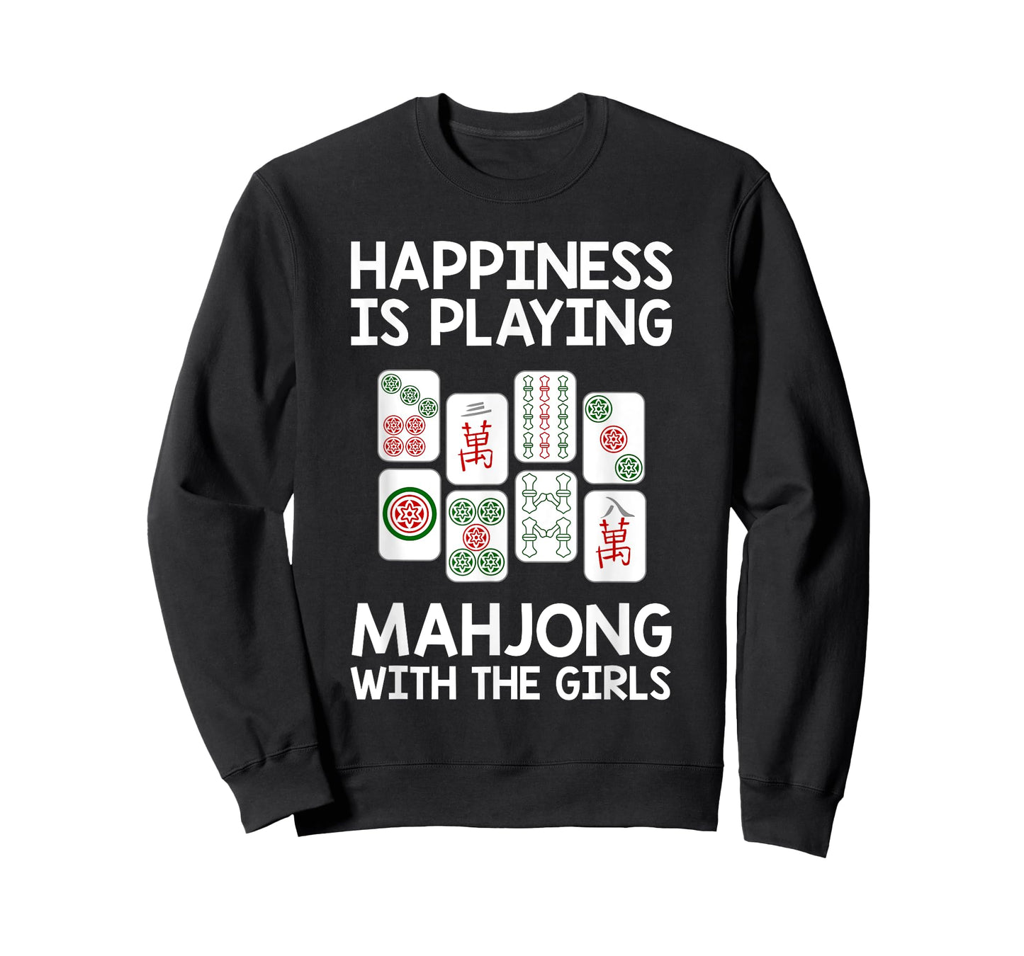 Funny Mahjong Gift Cool Happiness Is Playing Mahjong Girls T-Shirt
