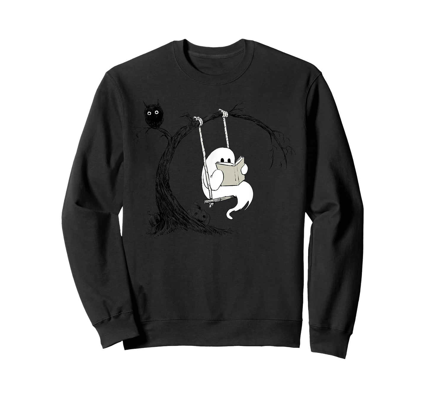 Cute Ghost swinging reading book Halloween ghost costume T-Shirt