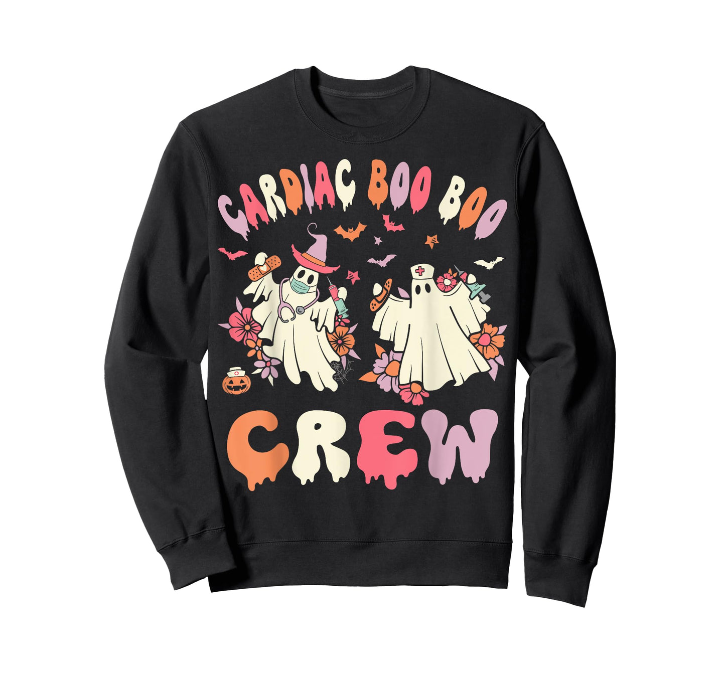 Cardiac Boo Crew Ghost Cardiology Nurse Halloween Women T-Shirt