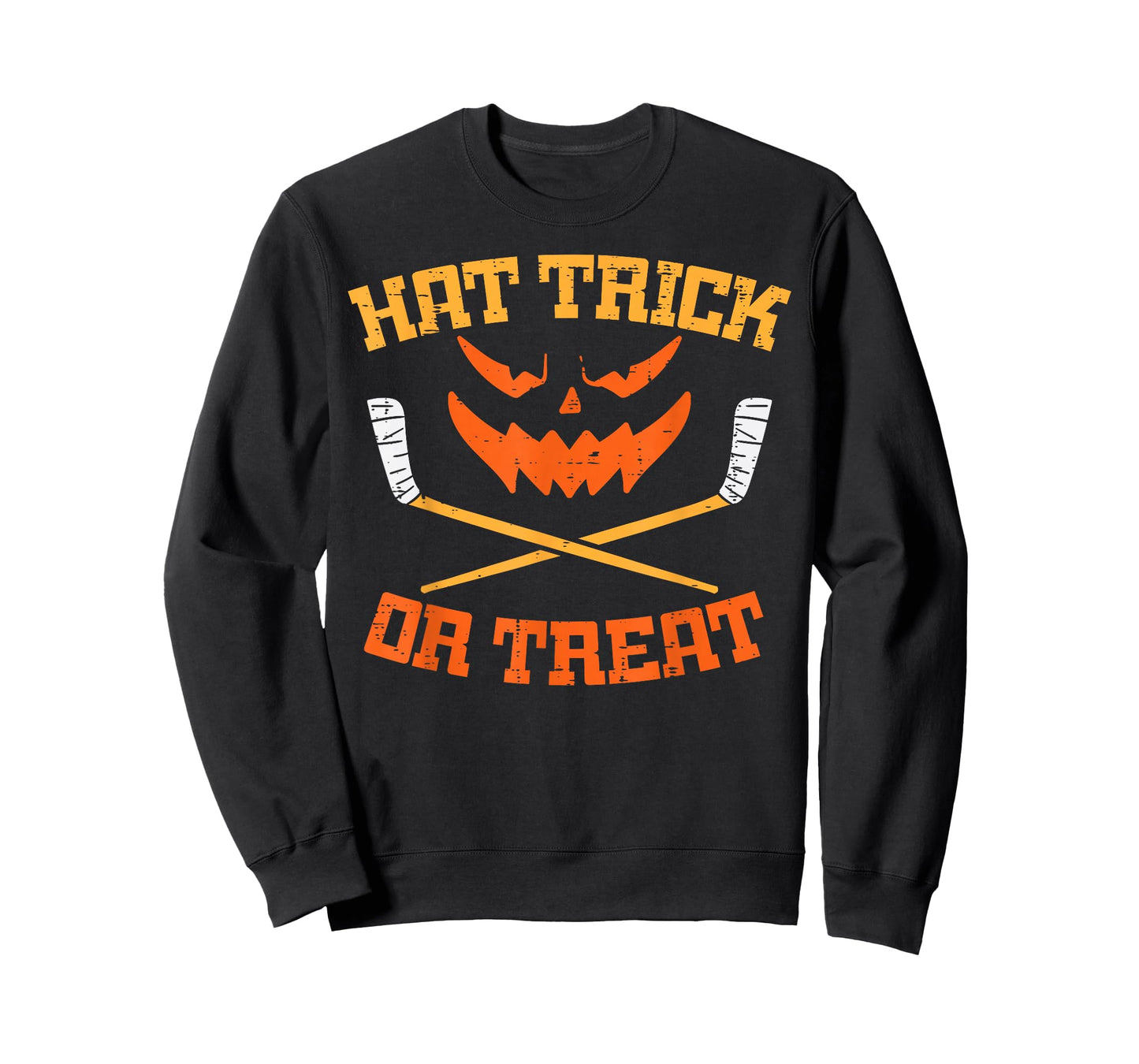 Hat Trick Or Treat Ice Hockey Halloween Boy Men Player Coach T-Shirt