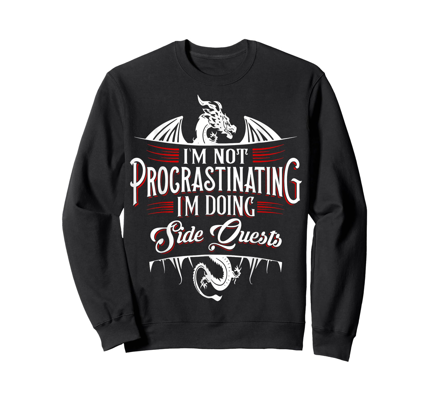 Not Procrastinating Side Quests Funny RPG Gamer Dragons T-Shirt