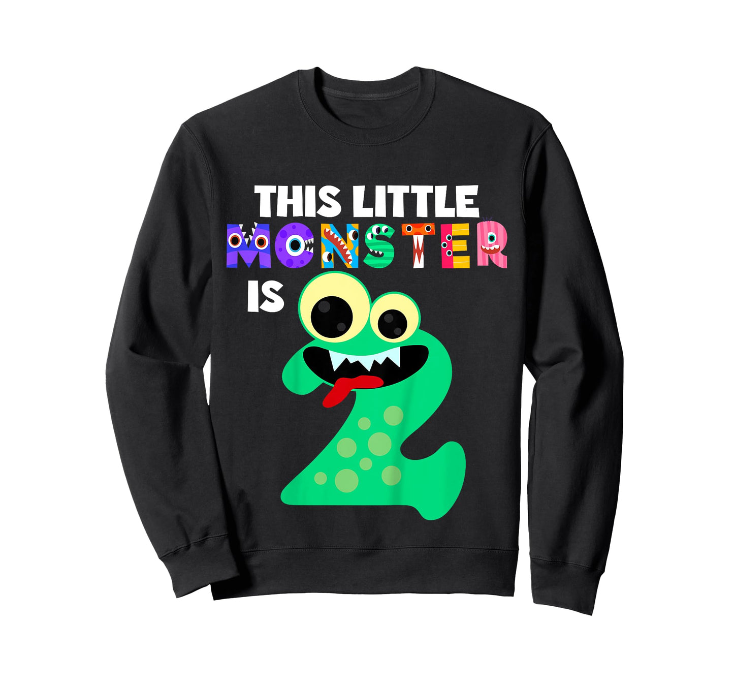 Kids This Little Monster is 2 Two Years 2nd Birthday Party Aliens T-Shirt
