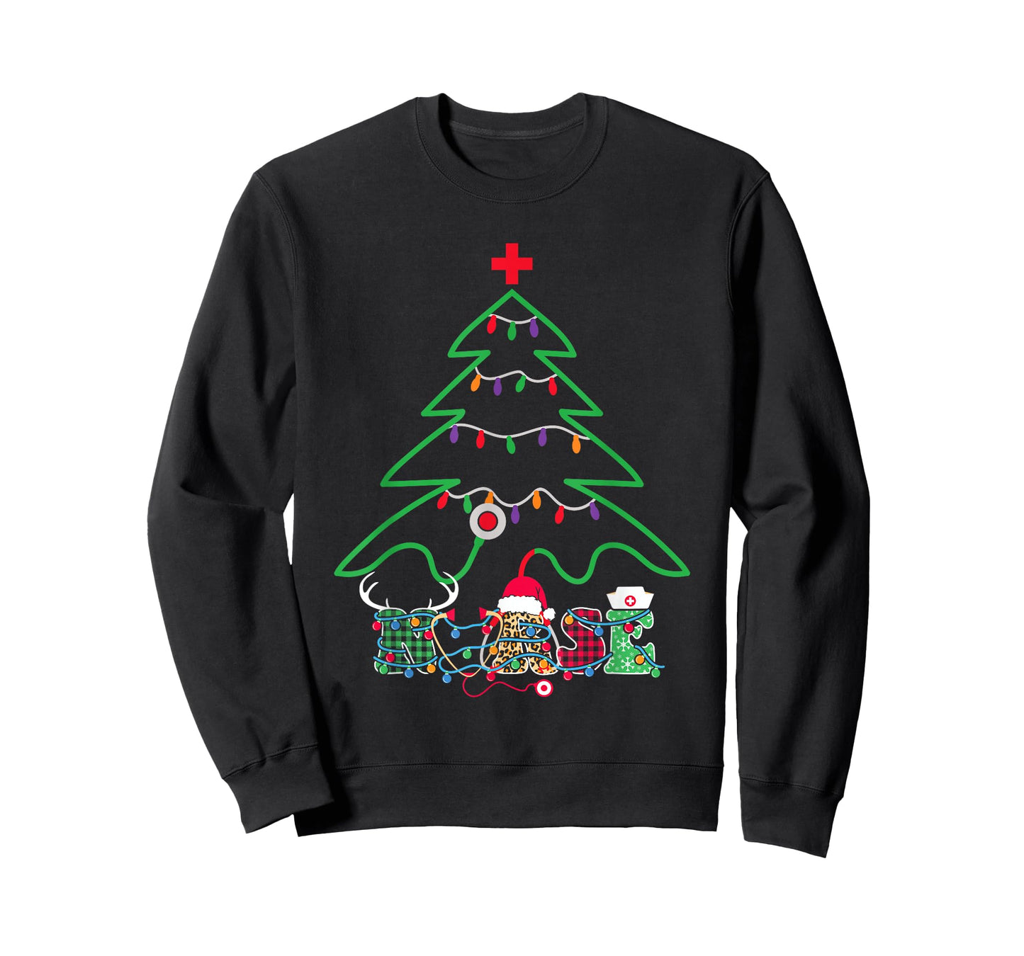 Stethoscope Christmas Tree Nurse Christmas Scrub Top Xmas T-Shirt