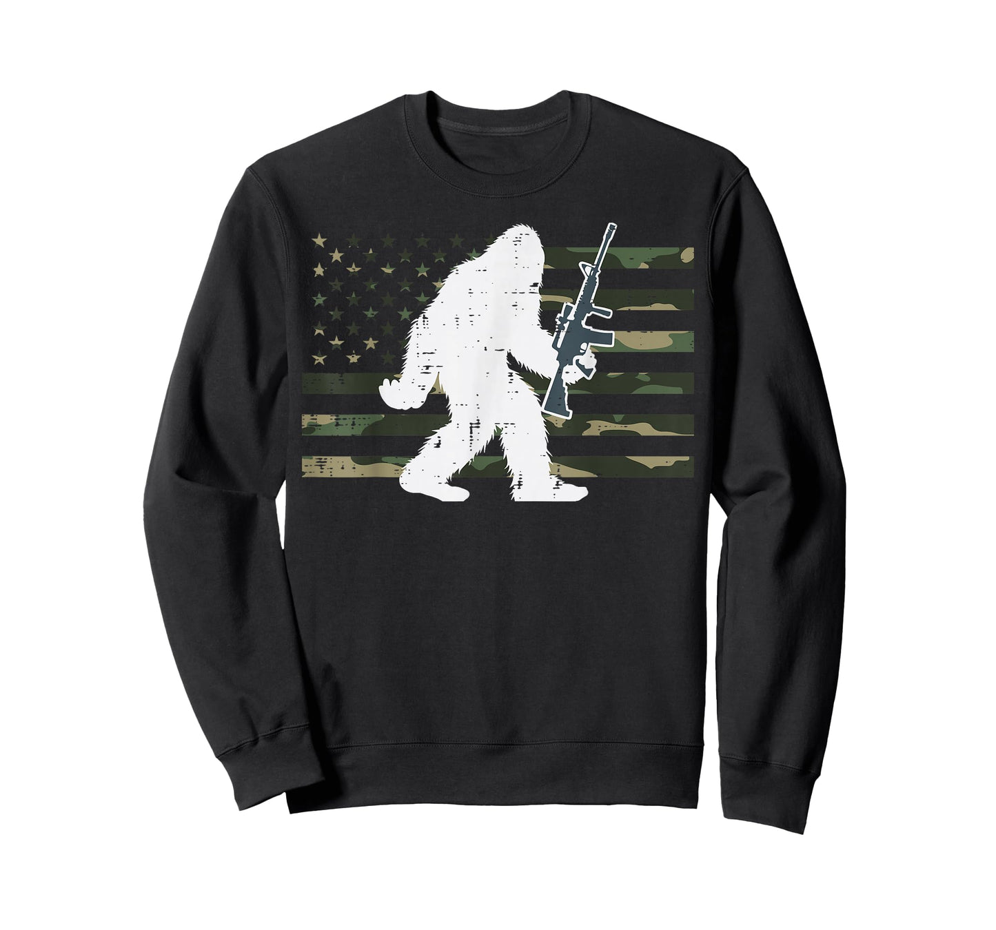 Bigfoot Sasquatch US Camo Flag Vintage Patriotic Men Women T-Shirt