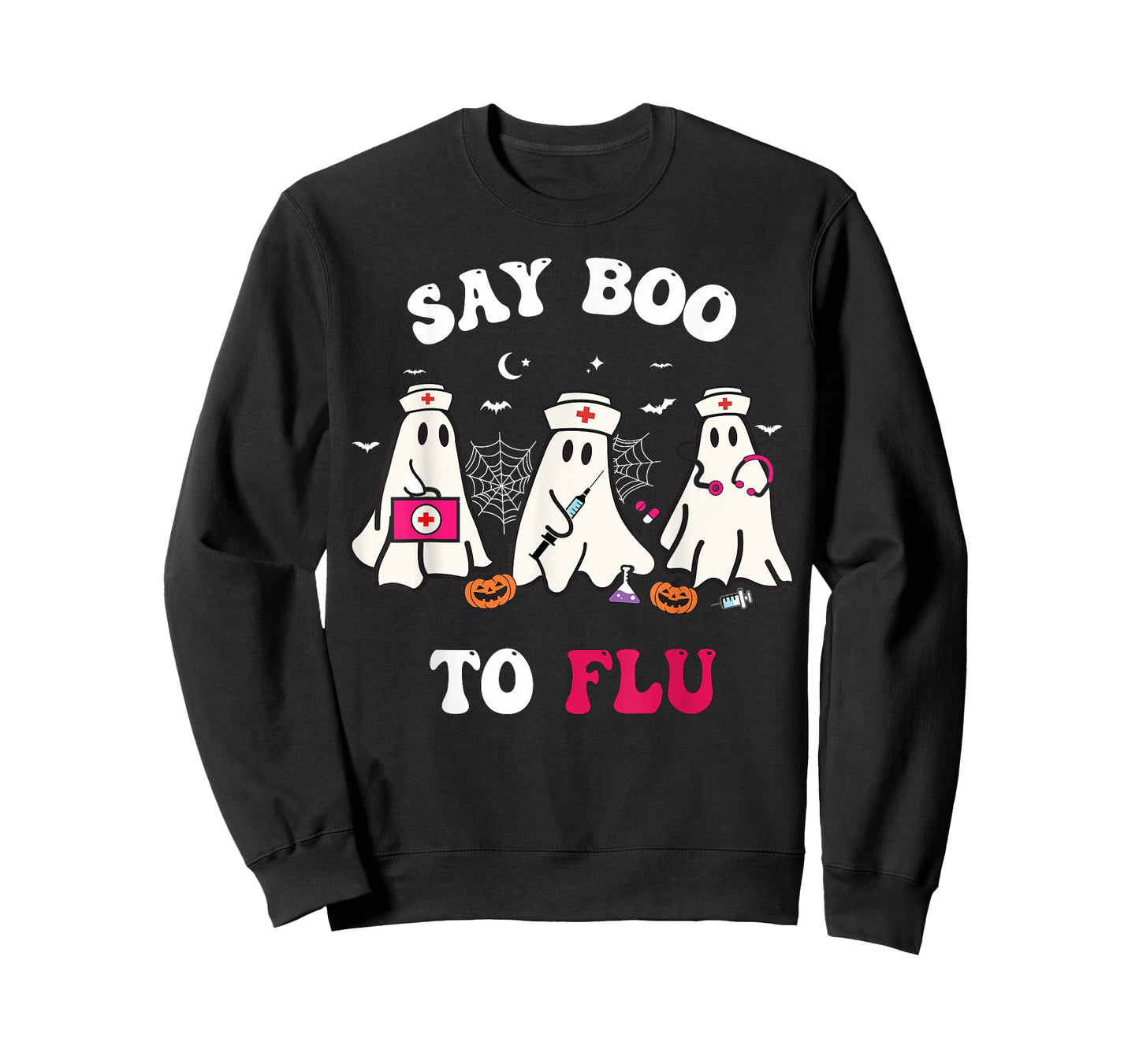 Say Boo To The Flu Nurses Halloween Ghost Boo To Flu T-Shirt