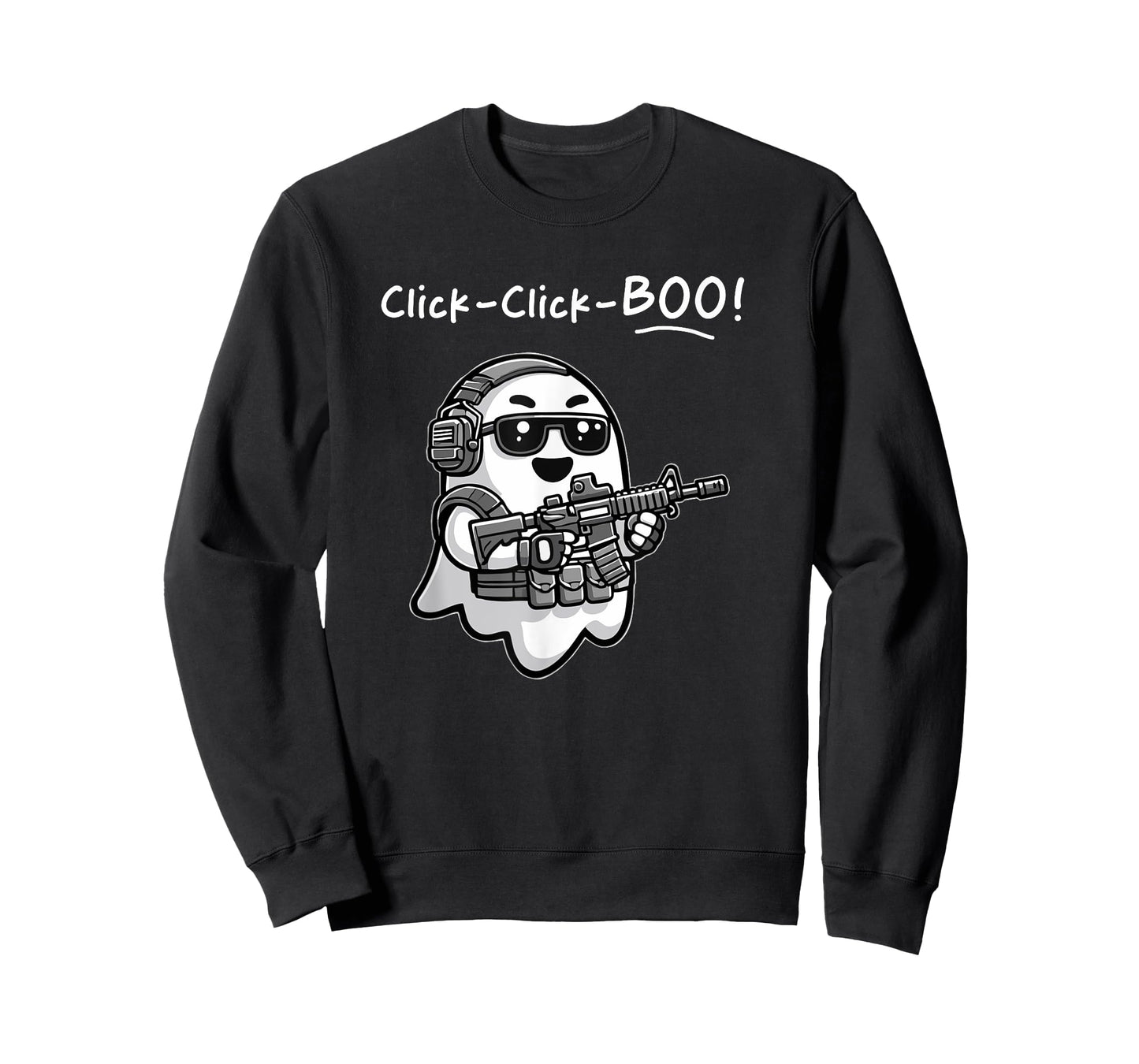 Funny Tactical Ghost Click Click Boo Halloween Veteran Party T-Shirt