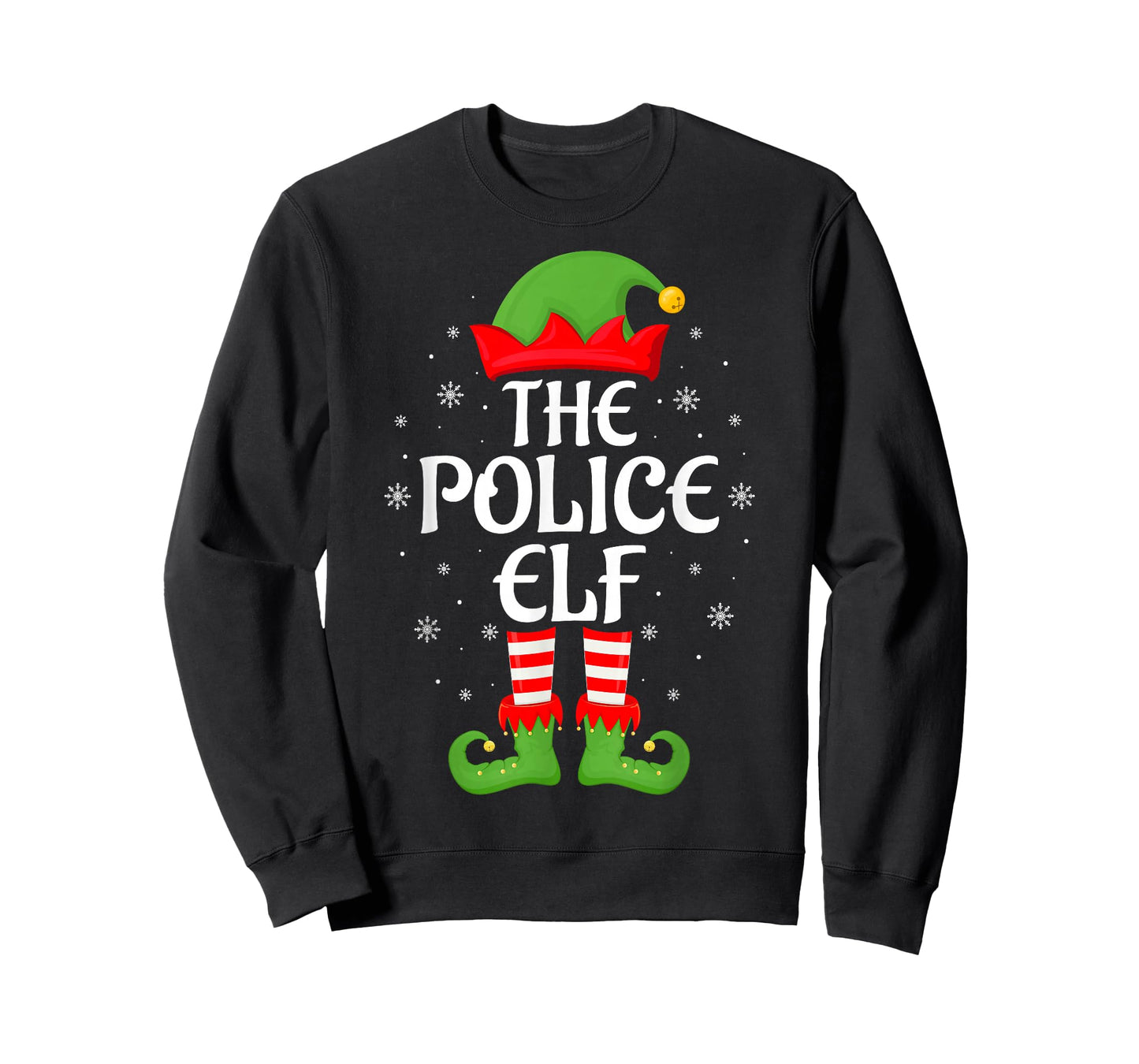 Police Elf Xmas Family Matching Elf Squad Christmas T-Shirt