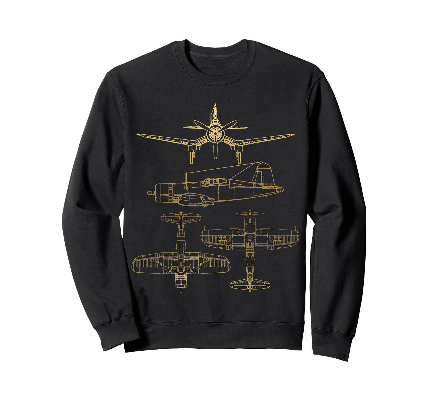 Corsair F4U WW2 Plane Warbird Blueprint Schematics Diagram T-Shirt
