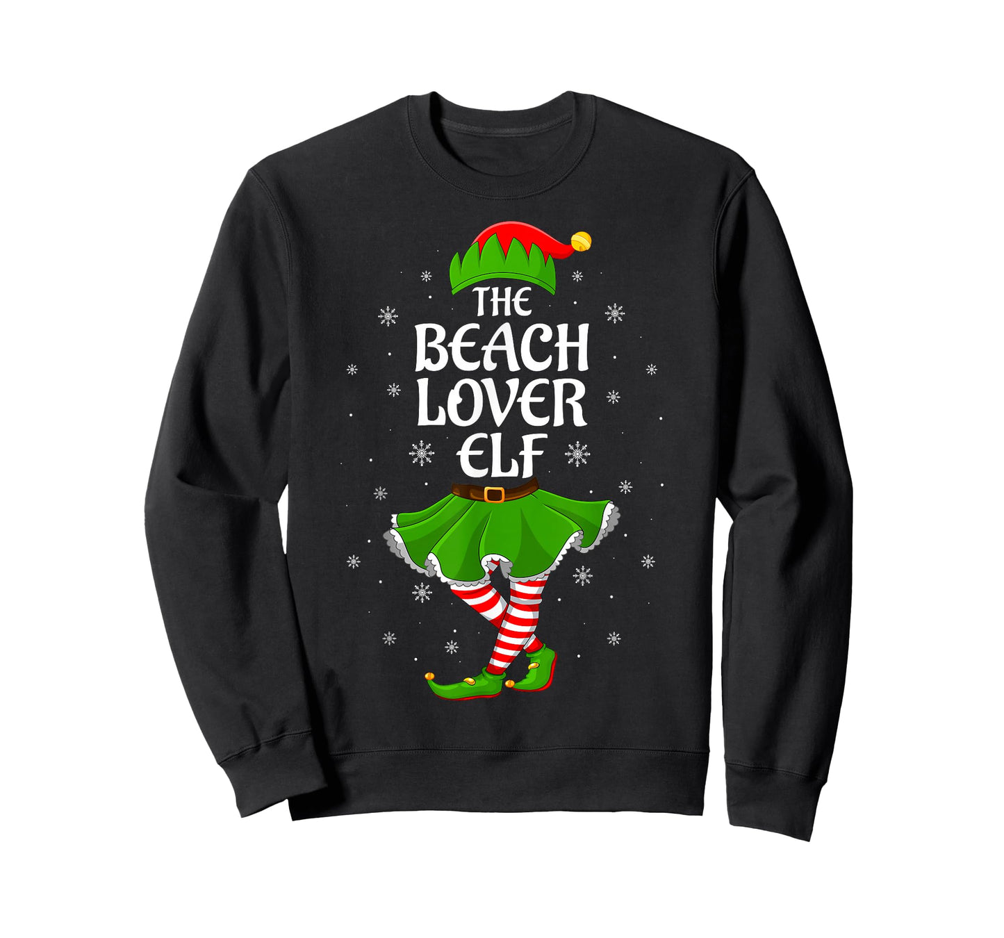 Beach Lover Elf Christmas Family Girls Women Elf Squad Xmas T-Shirt