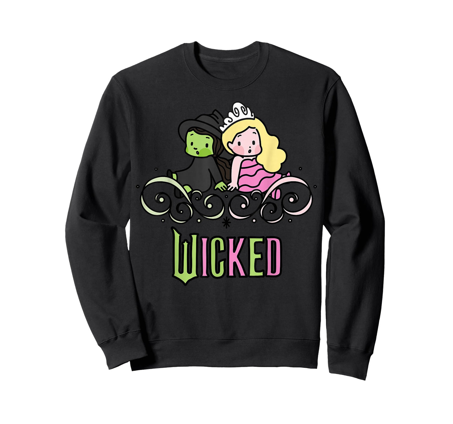 Wicked Elphaba & Glinda Together Playful Cartoon Style T-Shirt
