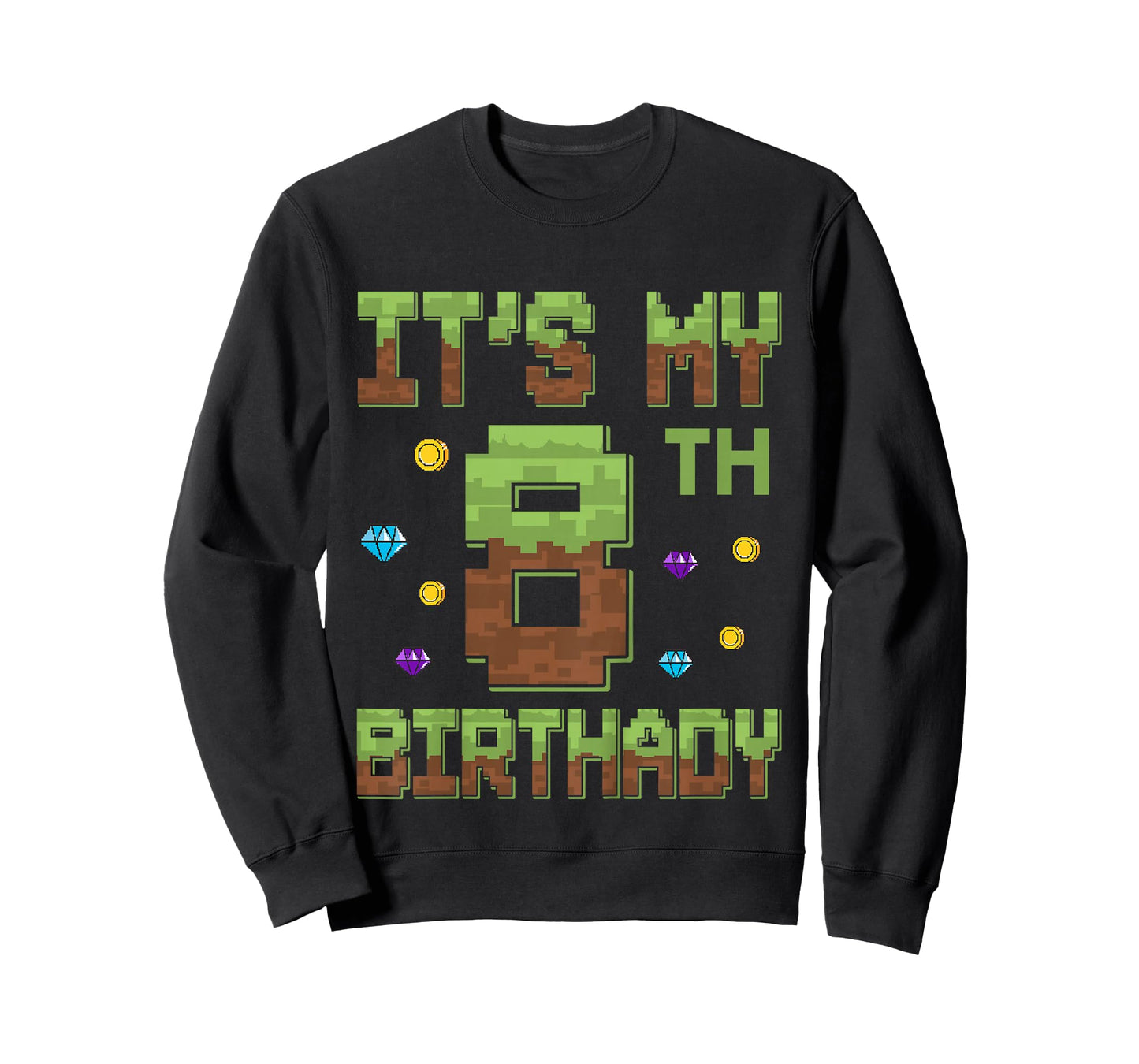 Birthday Boy It's My 8th Birthday 8 Year Old Pixel Gamer T-Shirt